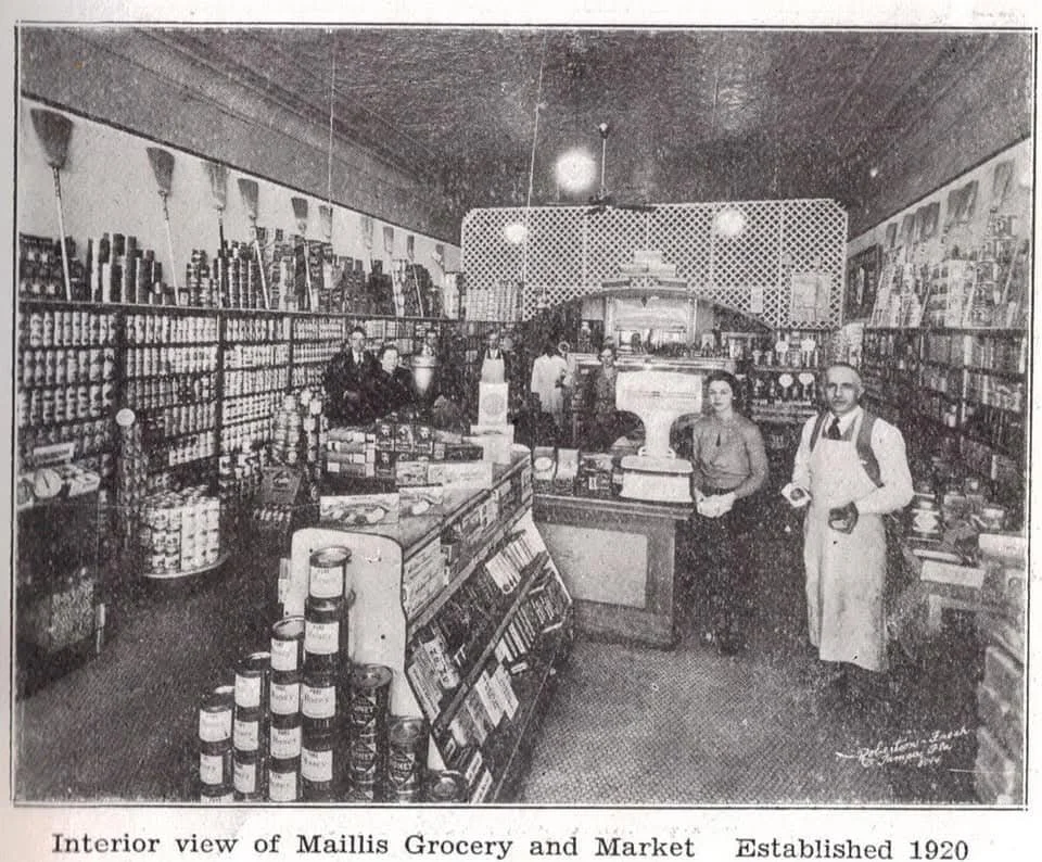 Inside of Maillis Grocery & Market in 1920 