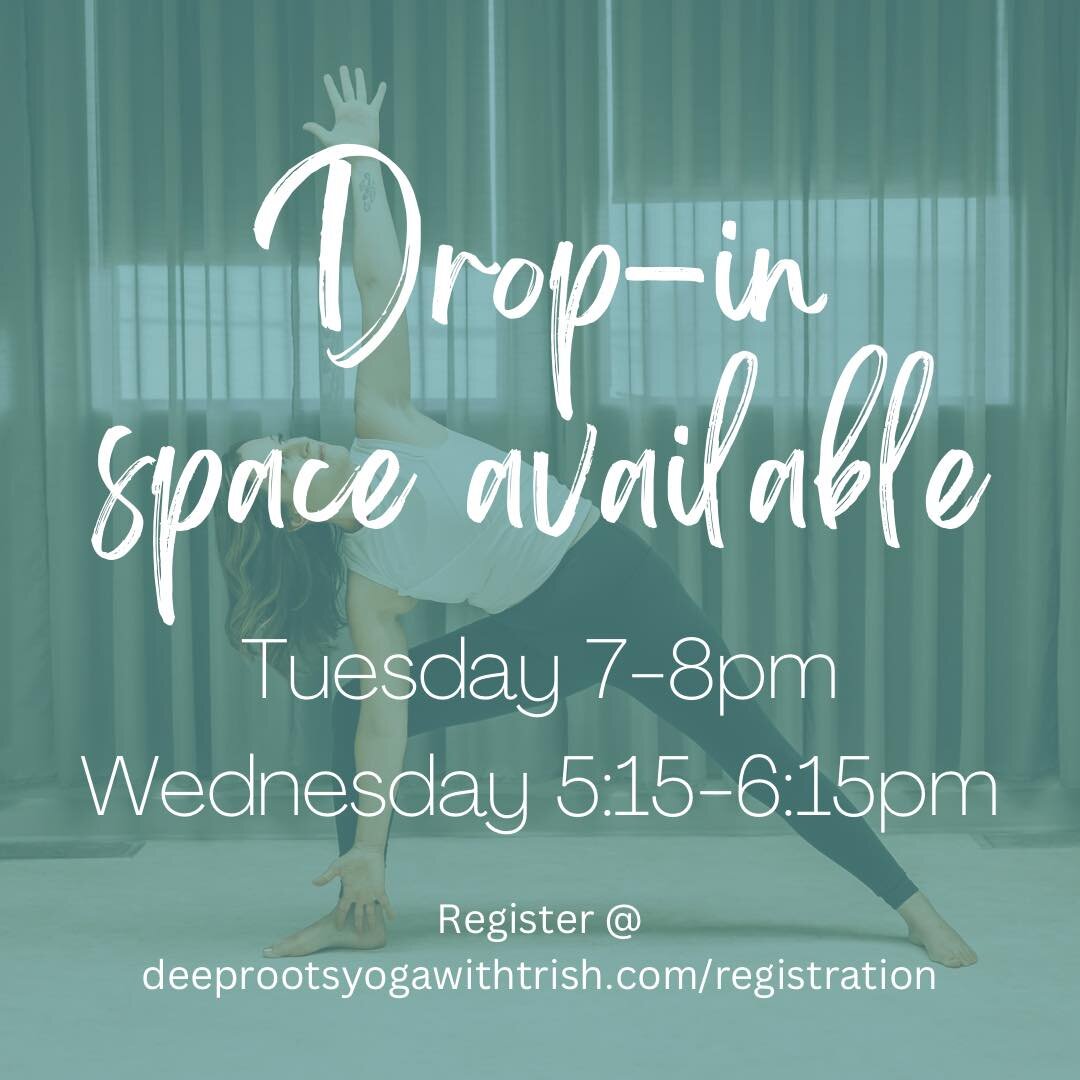 Drop-in spots are available for our weekly yoga classes!  Join us Tuesdays at 7 or Wednesdays at 5:15 🧘

Yoga flow classes match movement with breath to create a flow from posture to posture to strengthen and stretch. 

Modifications will be provide