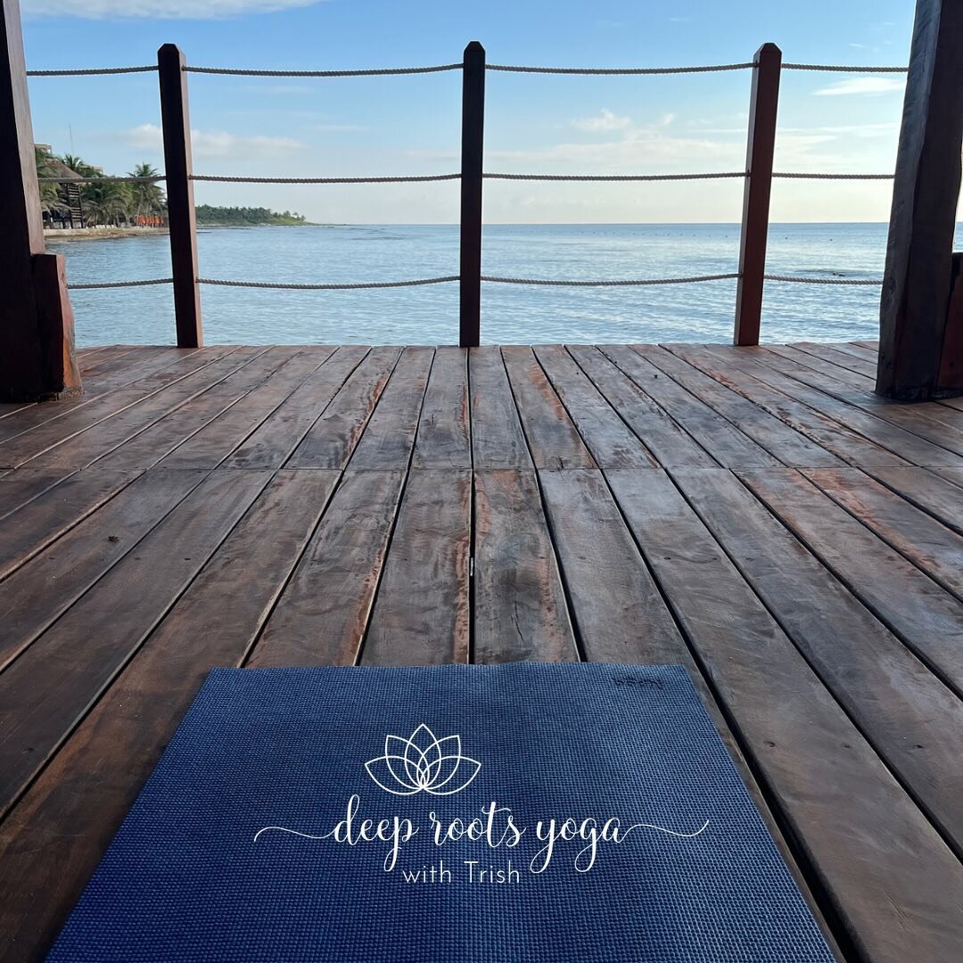 From the beach last week 🏝️ to the studio this week!  See you back on the mat Tuesday at 7 and Wednesday at 5:15. Drop in space available, register at www.deeprootsyogawithtrish.com/registration