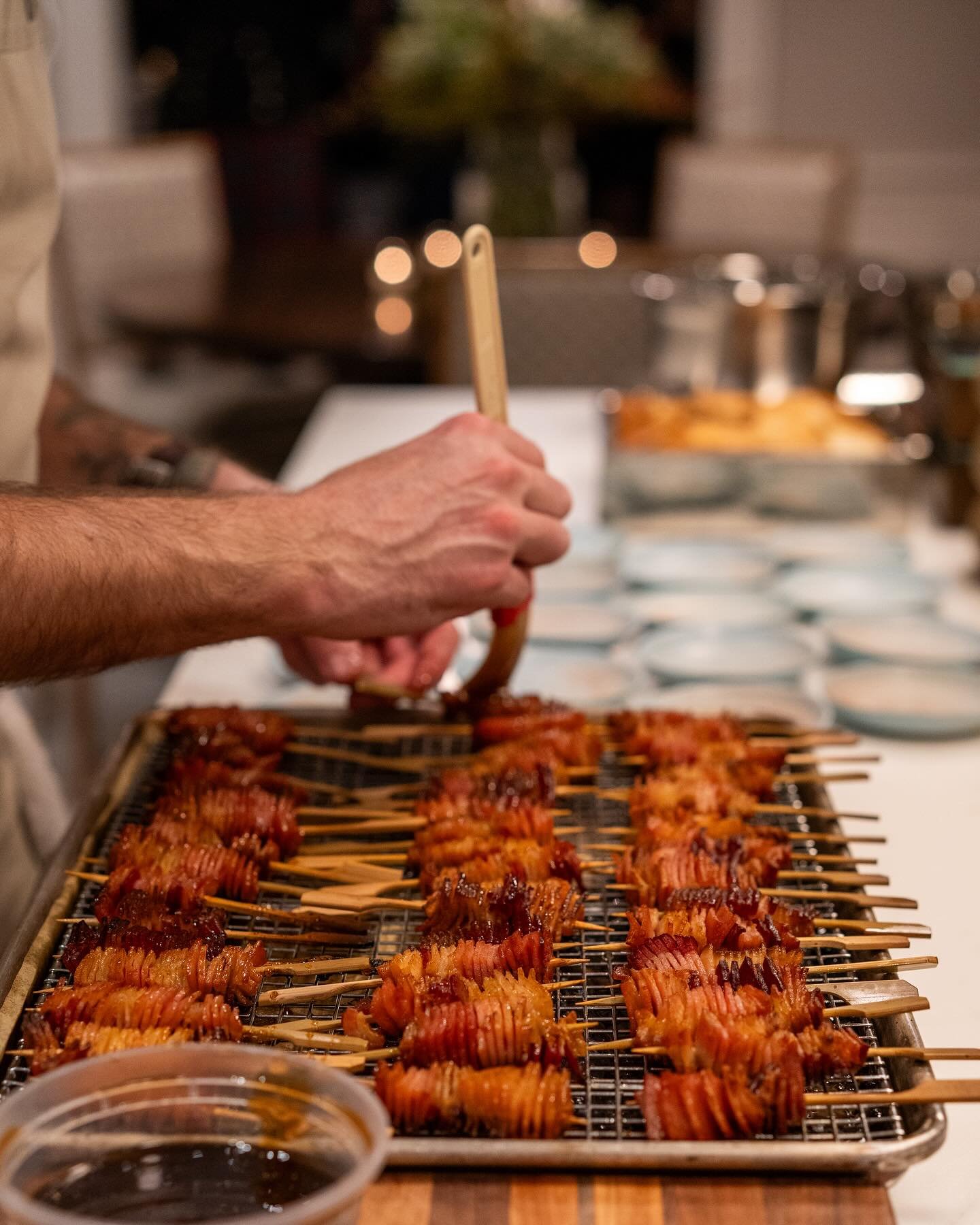 Brown sugar glazed bacon to start the birthday celebrations last weekend.

#privateparty #bacon #canapes