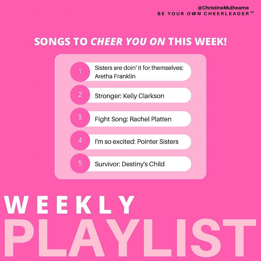 📣 Day 3 📣 with your own personal Cheerleader! Need some mid week motivation? 

✔️Screenshot this playlist
✔️Play these anthems LOUD and PROUD
✔️Hype yourself up and keep going! 

Friend, you are doing it, go go go! 🚀
Need more motivation? Go liste