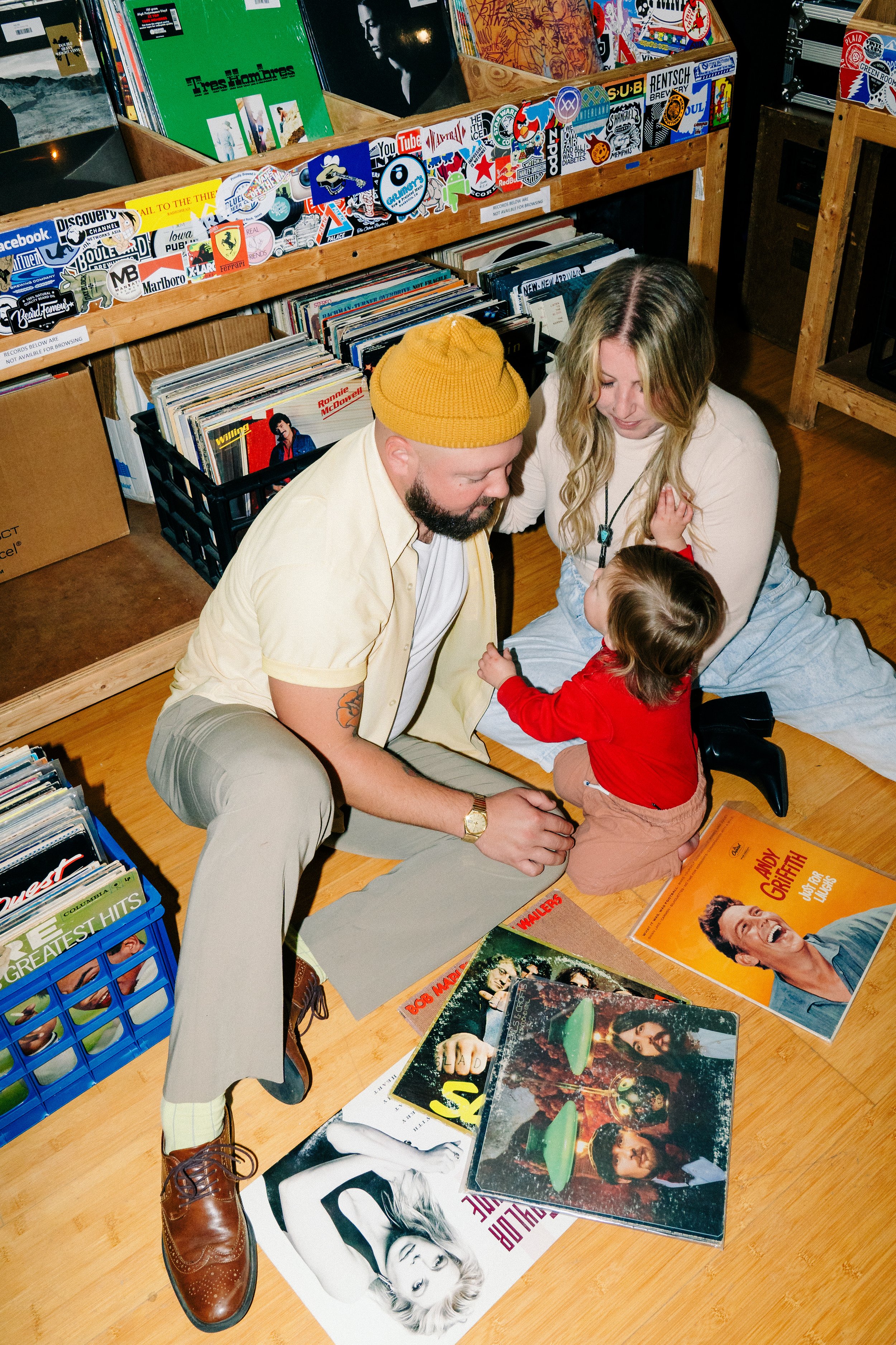Non-Traditional Family Session in a Retro Record Store