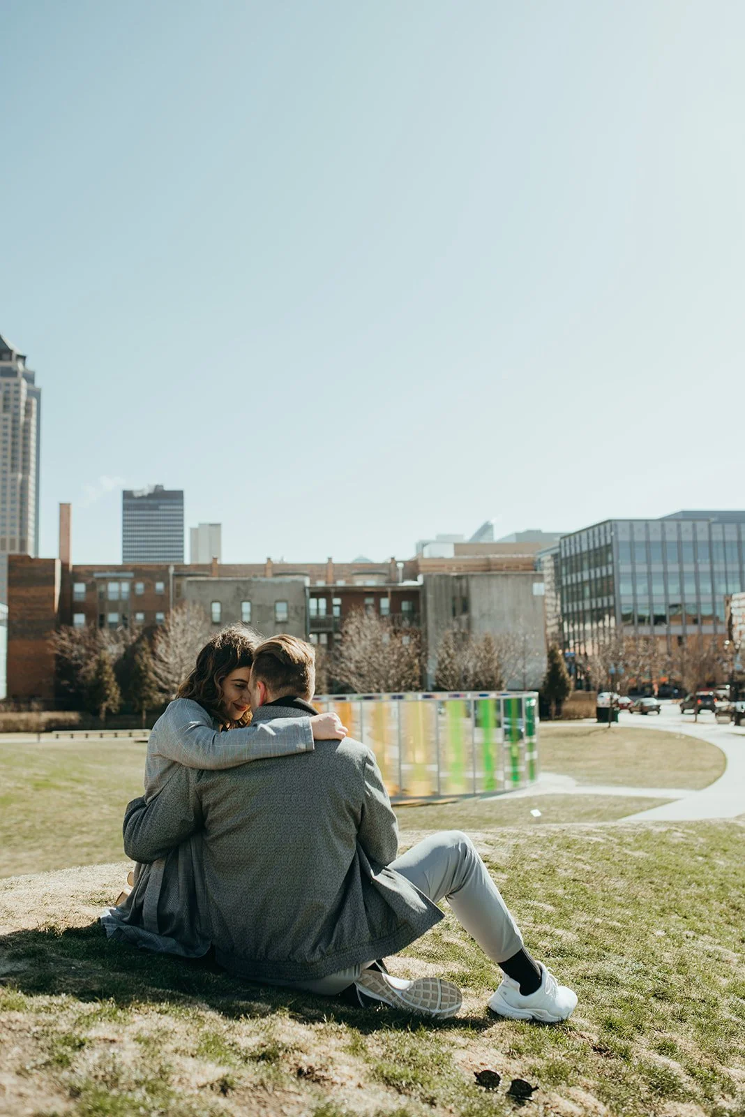 Downtown Engagement Session in a Sculpture Park