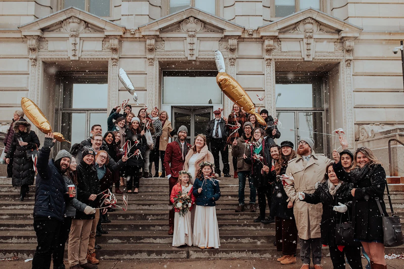 Snowy Winter Courthouse Elopement in Des Moines