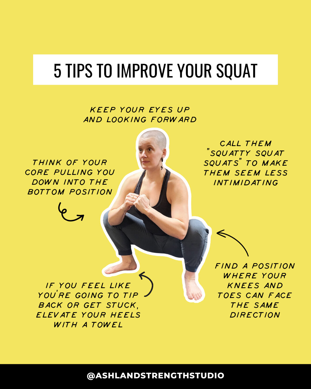 This month at the studio we&rsquo;re focusing on squats! You&rsquo;ll learn how to find the squat position that works best for YOUR body. In general, though, here are a few things that can help everybody:​​​​​​​​​​​​​​​​
​​​​​​​​​​​​​​​​
💪 Keep your