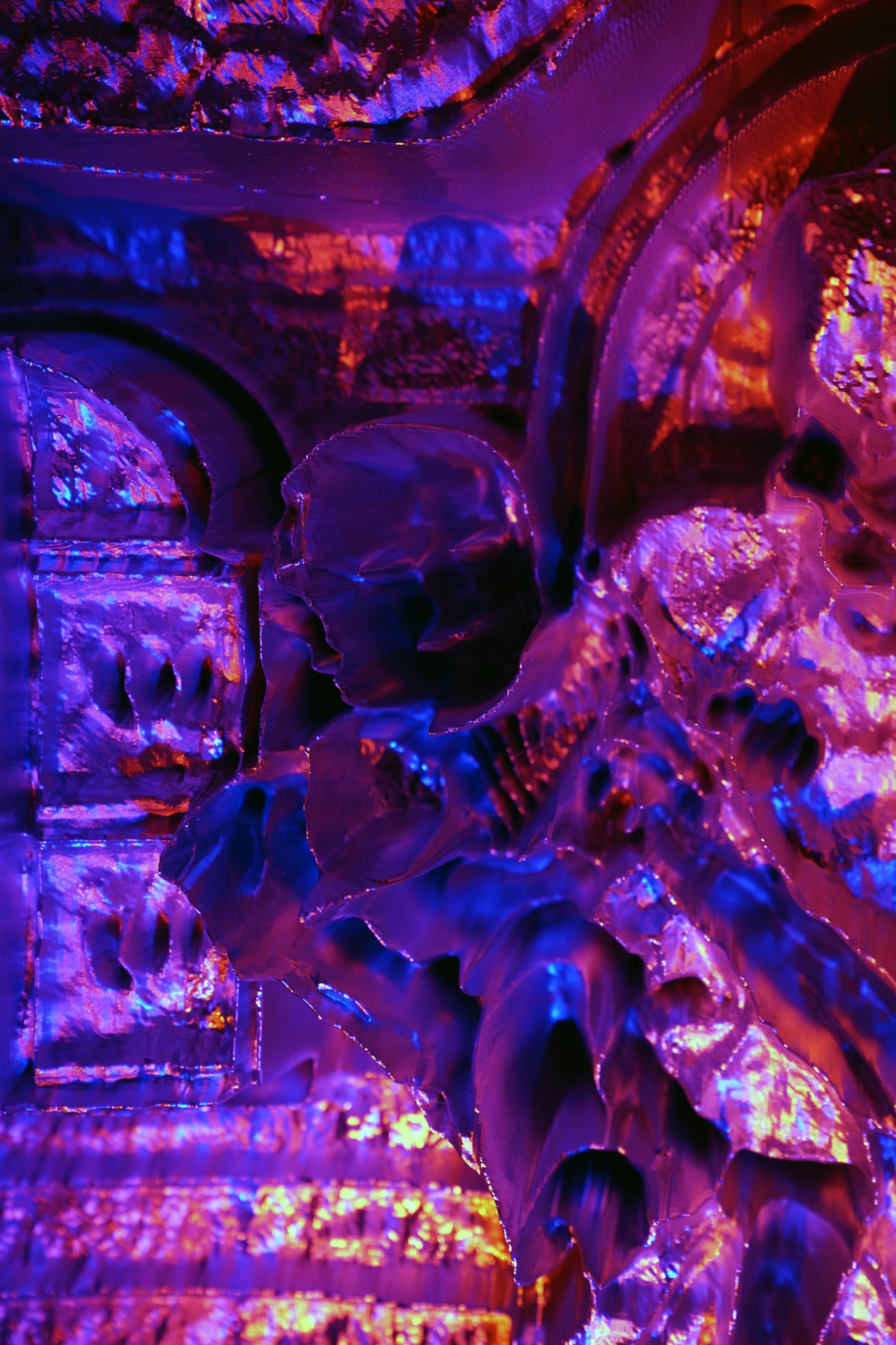   IMG_7598 , 2025-2026 
 Acrylic, 3D print, red and blue light, 36 x 26 x 9.5 inches