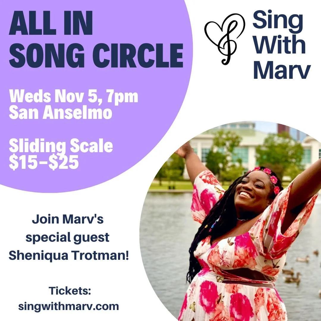 SHENIQUA IS COMING! Do you love to sing? While you&rsquo;re driving, on a walk, or in the shower? Then this drop-in song circle is for you! 

Our song circle is a joyful, soulful, inclusive, non-auditioned, non-performative group that sings easy-to-l