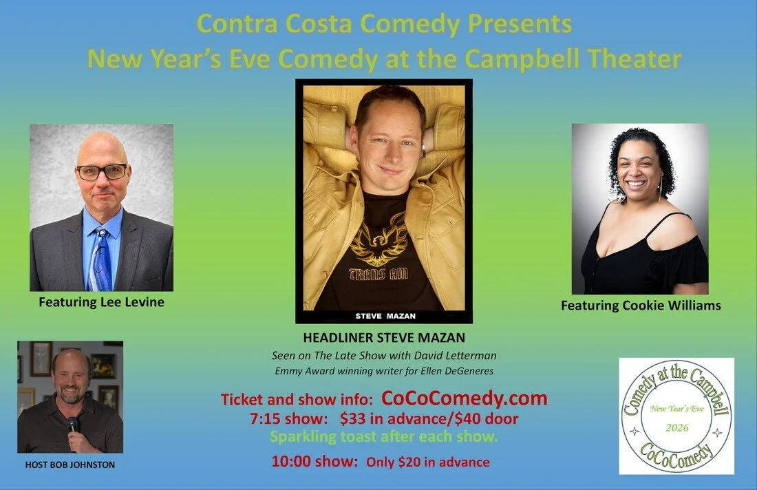 Come to the next Meetup With Marv on New Year's Eve in Martinez (East Bay), just 30-45 minutes from Marin and Berkeley! My brother from another mother, Lee Levine, will be hilarious, as always, at this event led by @stevemazan -- I'll be at the 7:15 