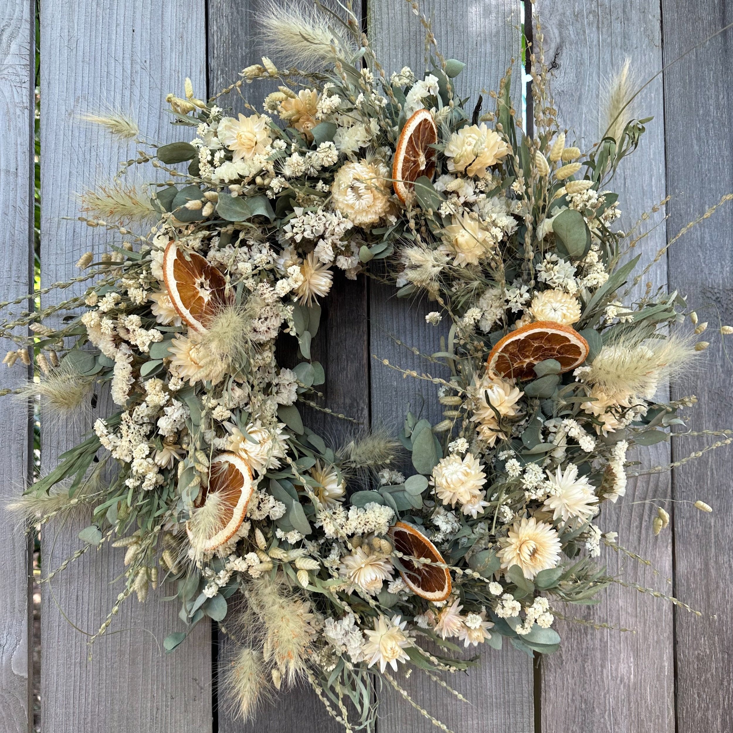 WHITE 17'' FLORAL WREATH