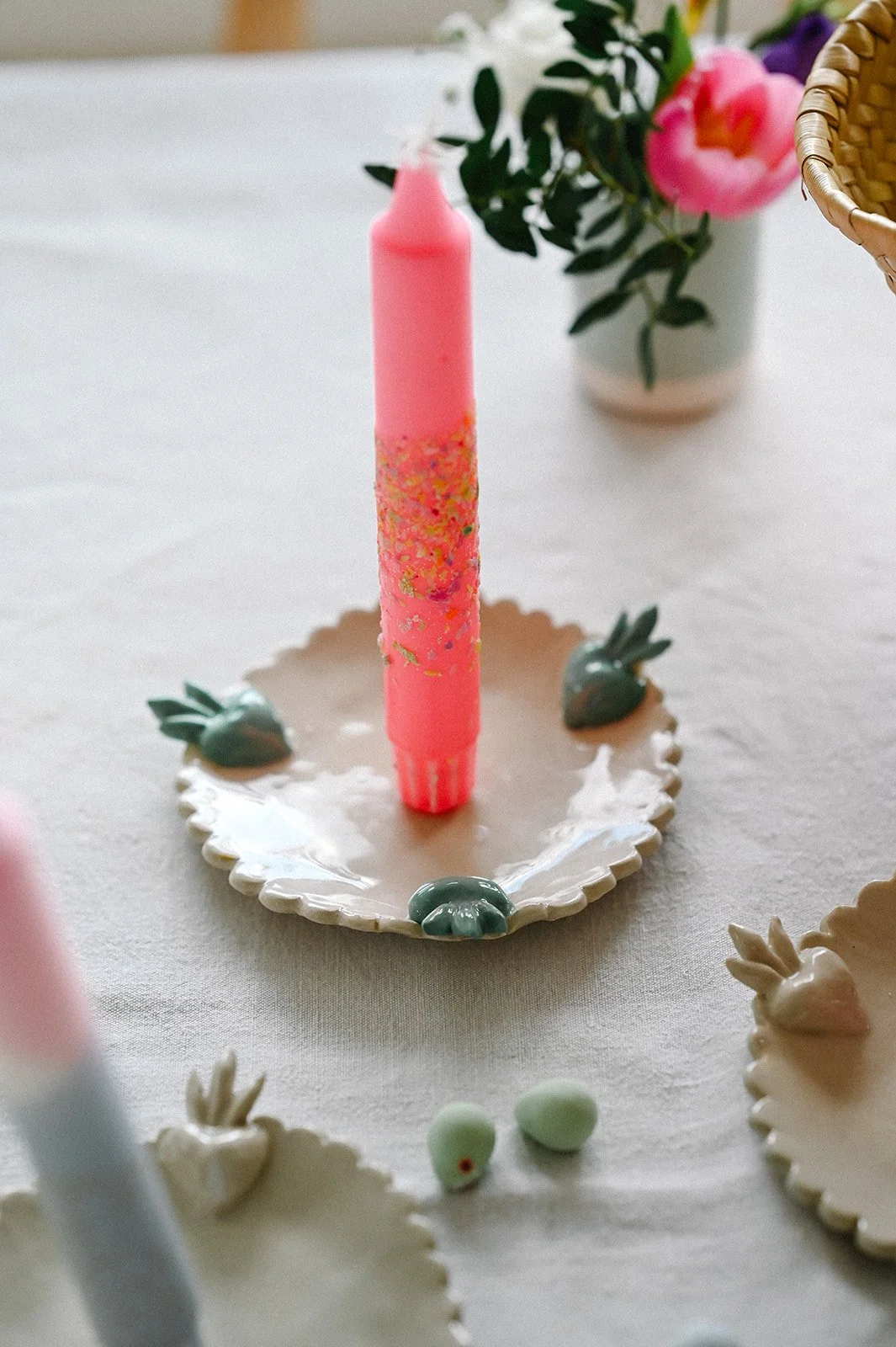 Bougeoir COEUR SACRÉ  en céramique fait main