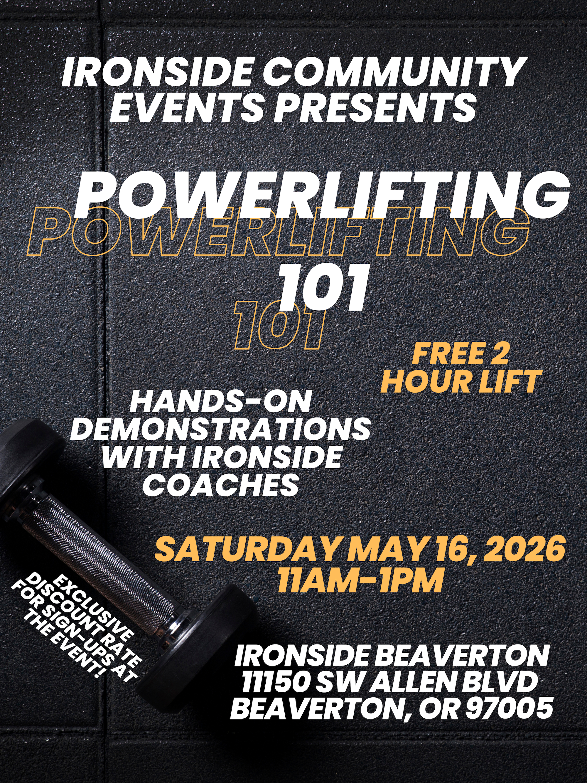 MAY COMMUNITY EVENT: POWERLIFTING 101