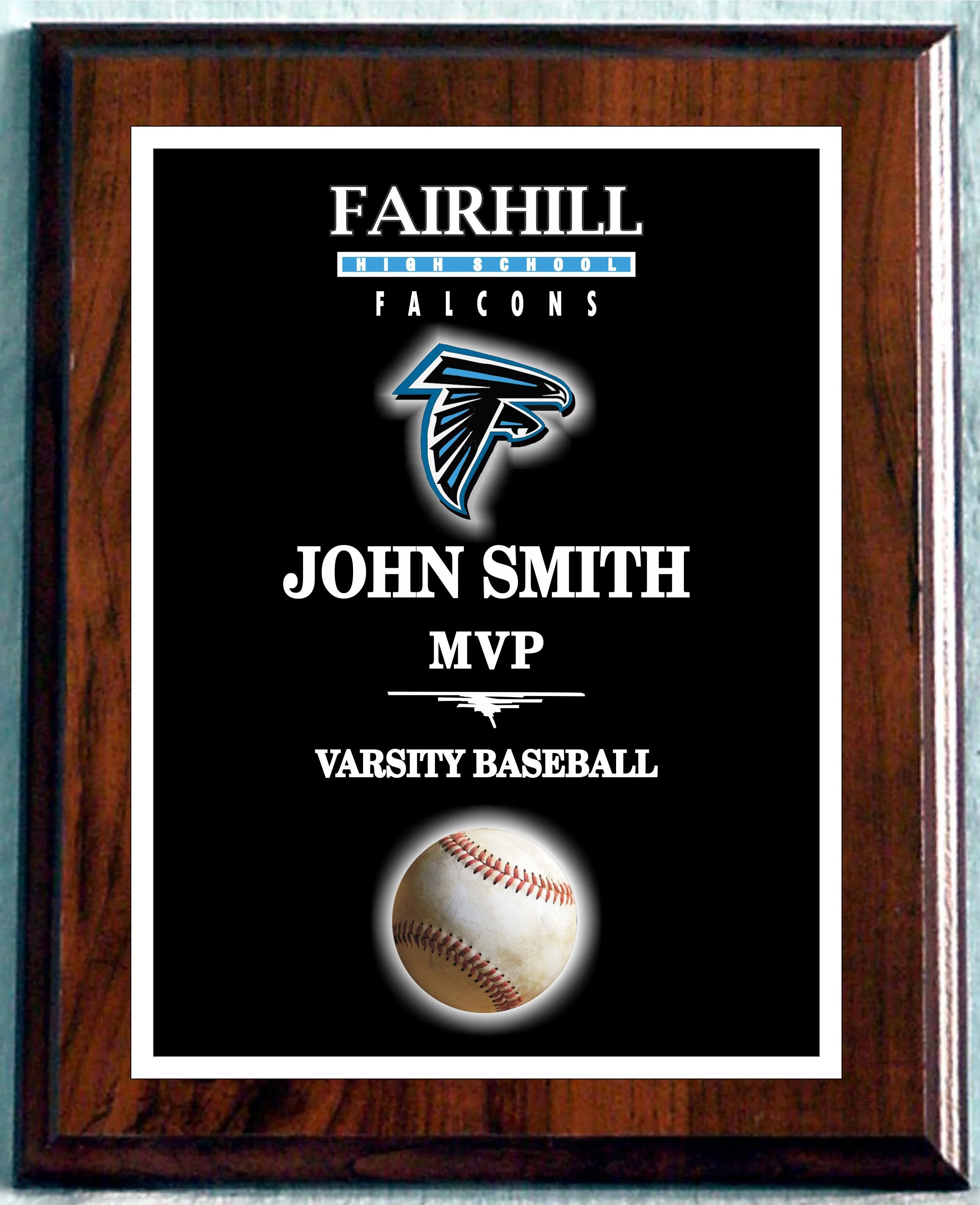 Hi Rez Baseball Plaque. This beautiful award comes in sizes 8x10 21.95,7x9 19.95, 6x8 17.95