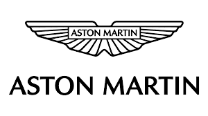 Logo of Aston Martin with winged emblem and bold text.