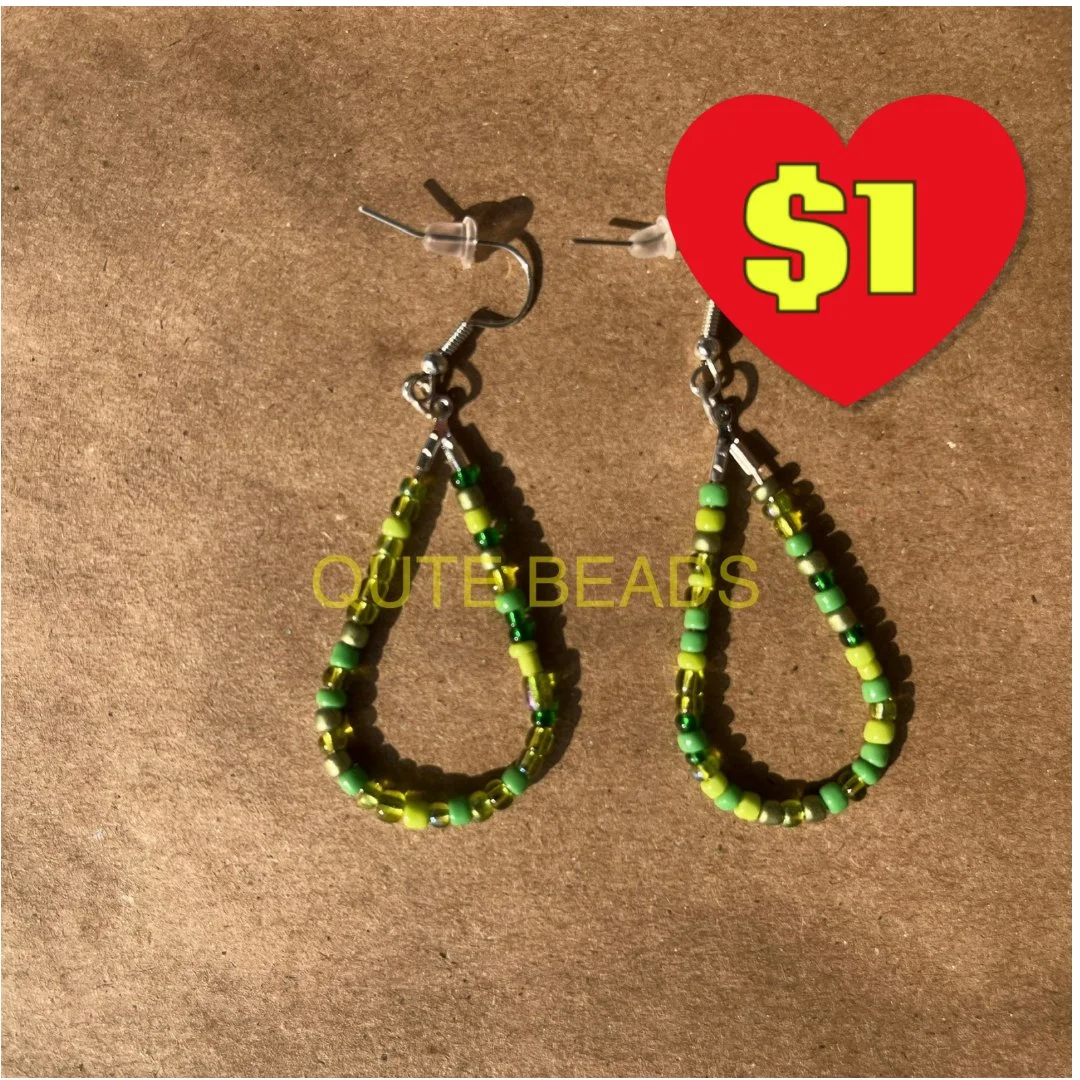 Green Beaded Earrings