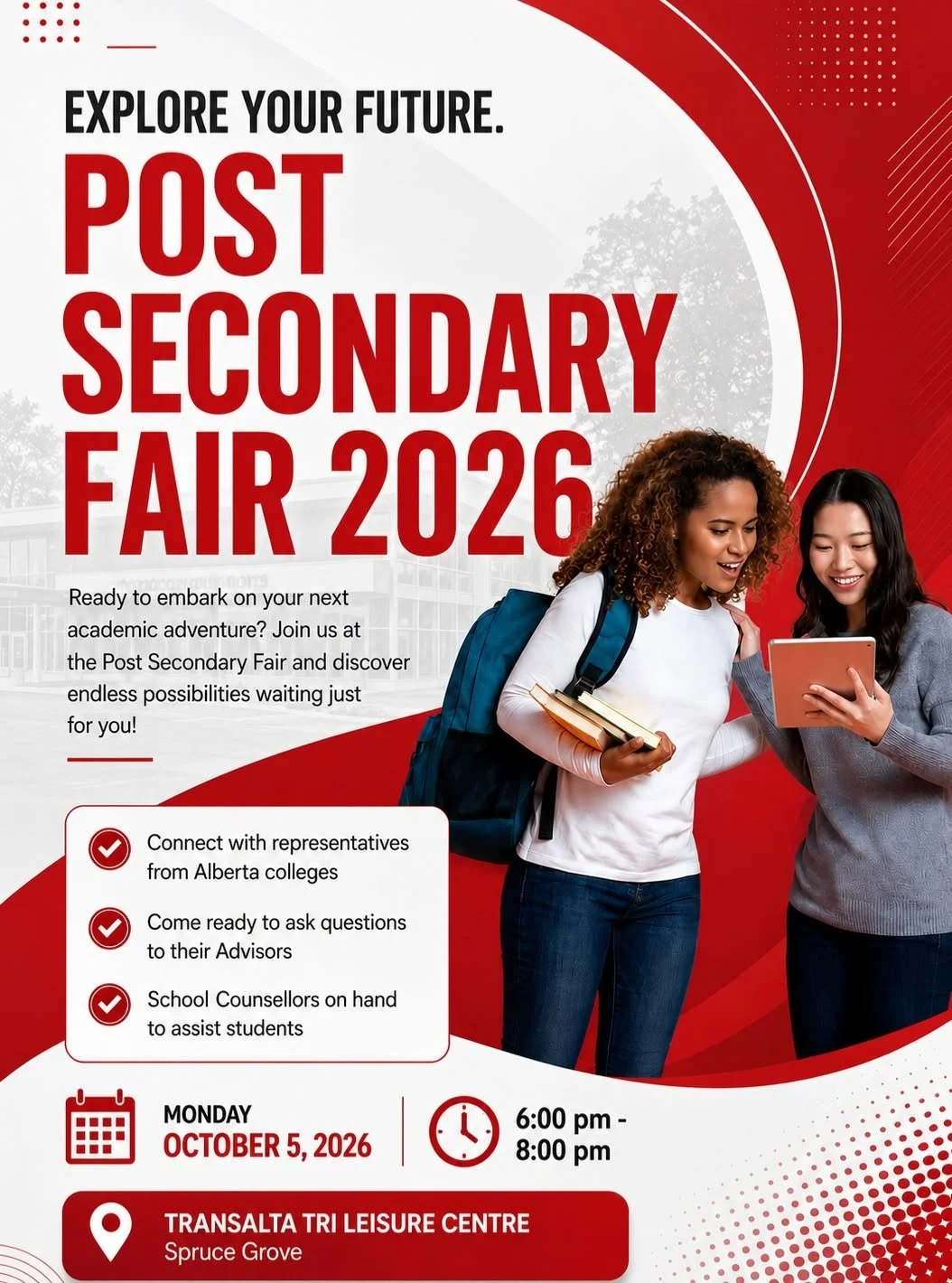 Post Secondary Fair 2026 at the TransAlta Tri Leisure Centre