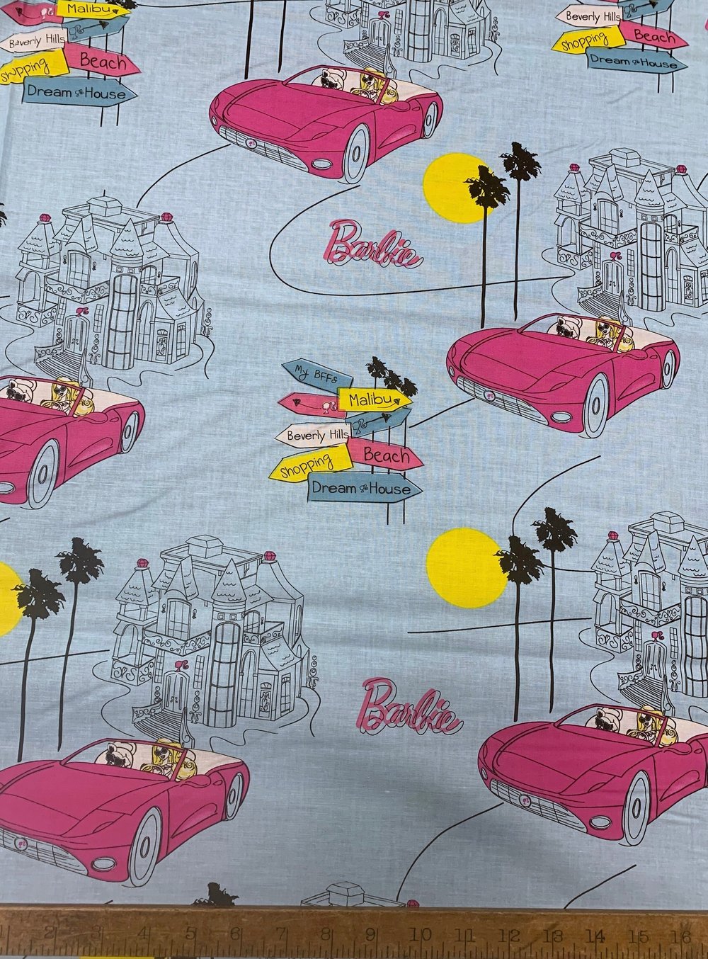 Barbie car character fabric