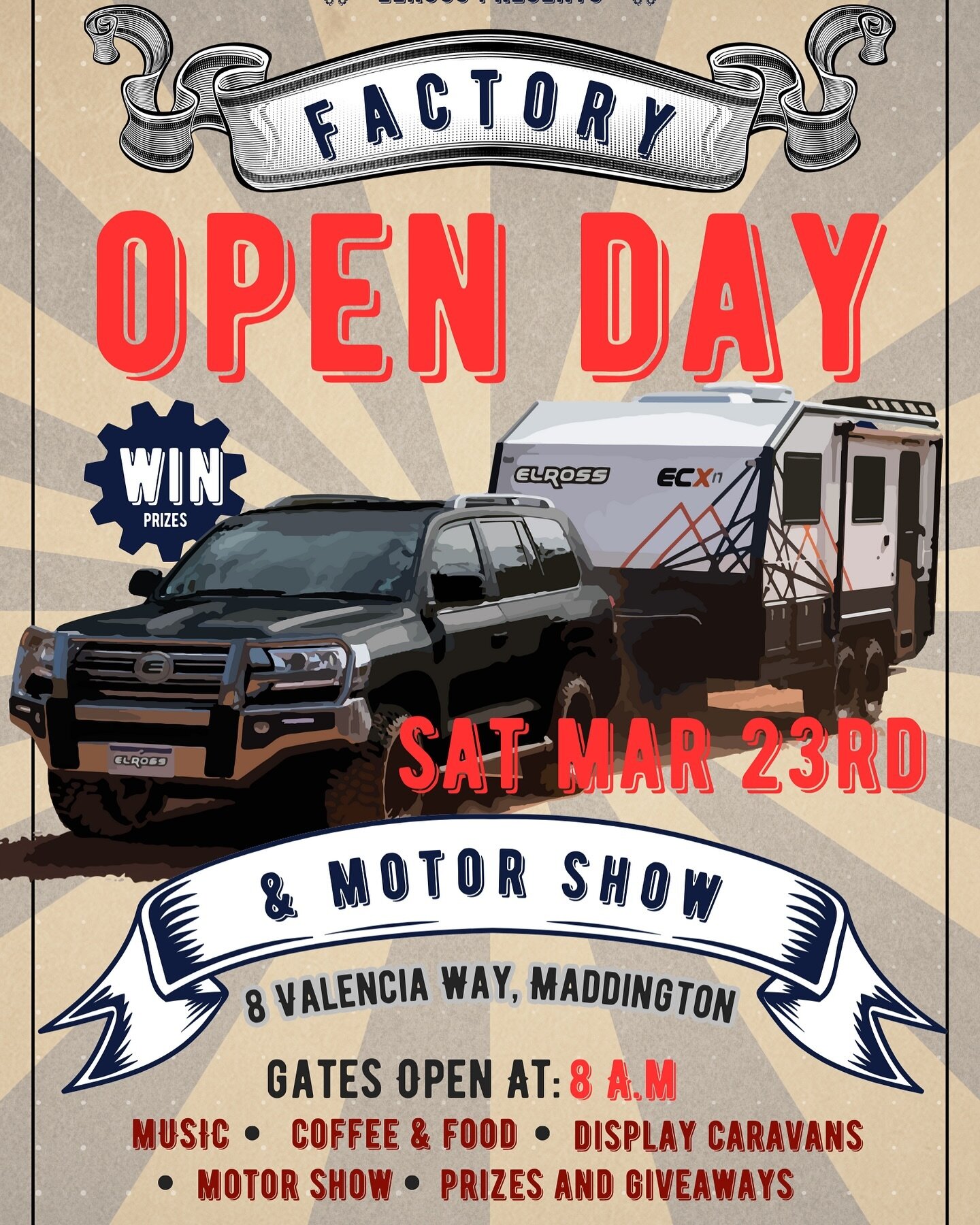 Roll up, Roll up to the best show in town! it&rsquo;s the Elross factory Open Day 🏭 and it&rsquo;s back bigger and better than before in 2024! Held on 23rd March 2024, come on down to talk to the experts in RV manufacturing in WA. See Caravans under