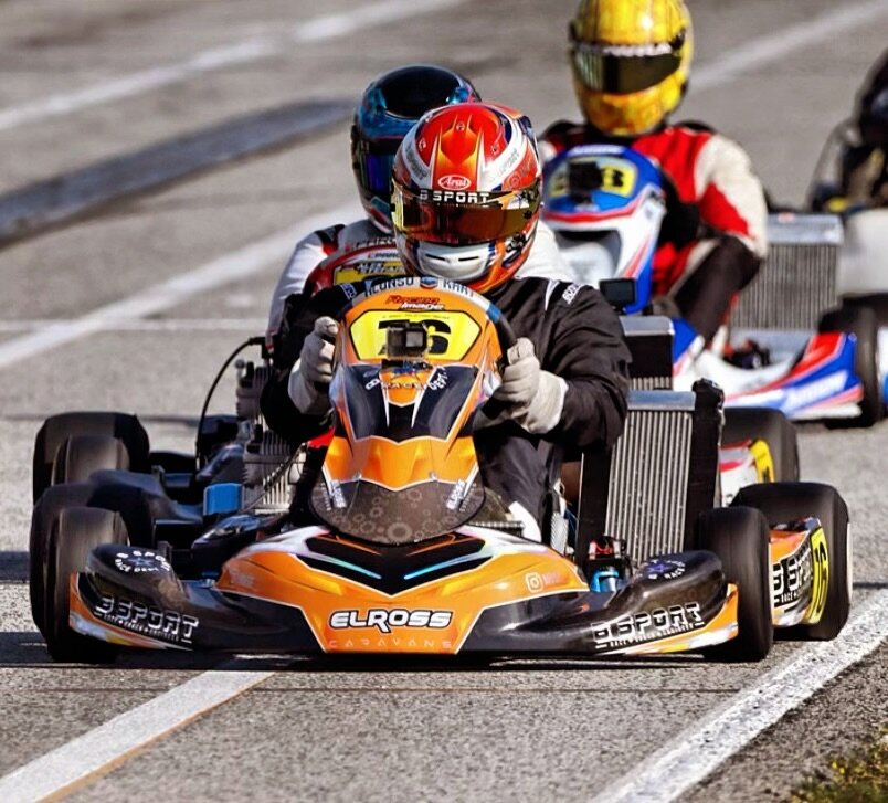 Awesome shot of the @elrosscaravans sponsored Sutherland motorsport team with Lewis on the way to clinching the State Title WA#1 #elross #offroad #team #community #karting #support