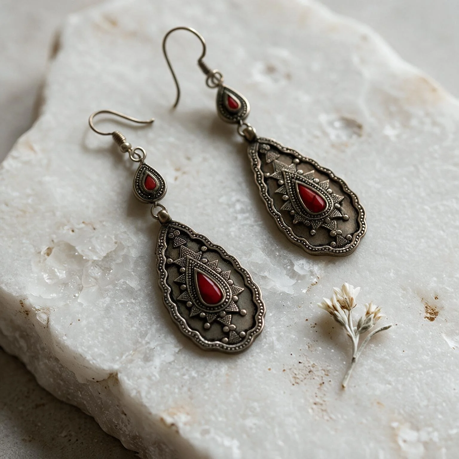 Crimson Kora Drop Earrings