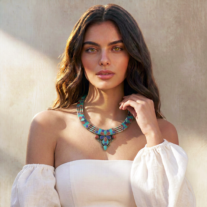Lotus Blossom Mosaic Necklace