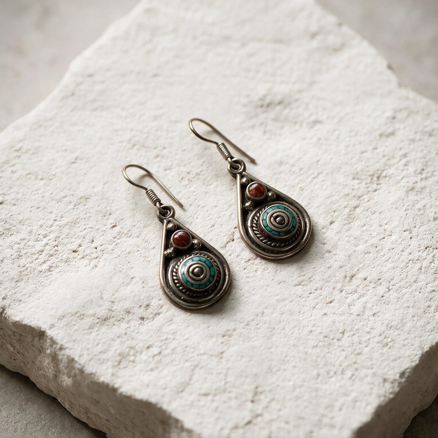 Spiral Teardrop Mosaic Earrings