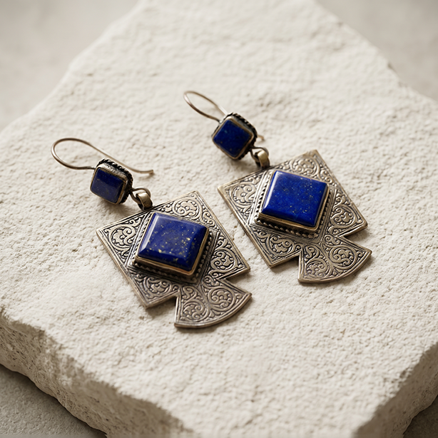 Royal Lapis Crest Earrings