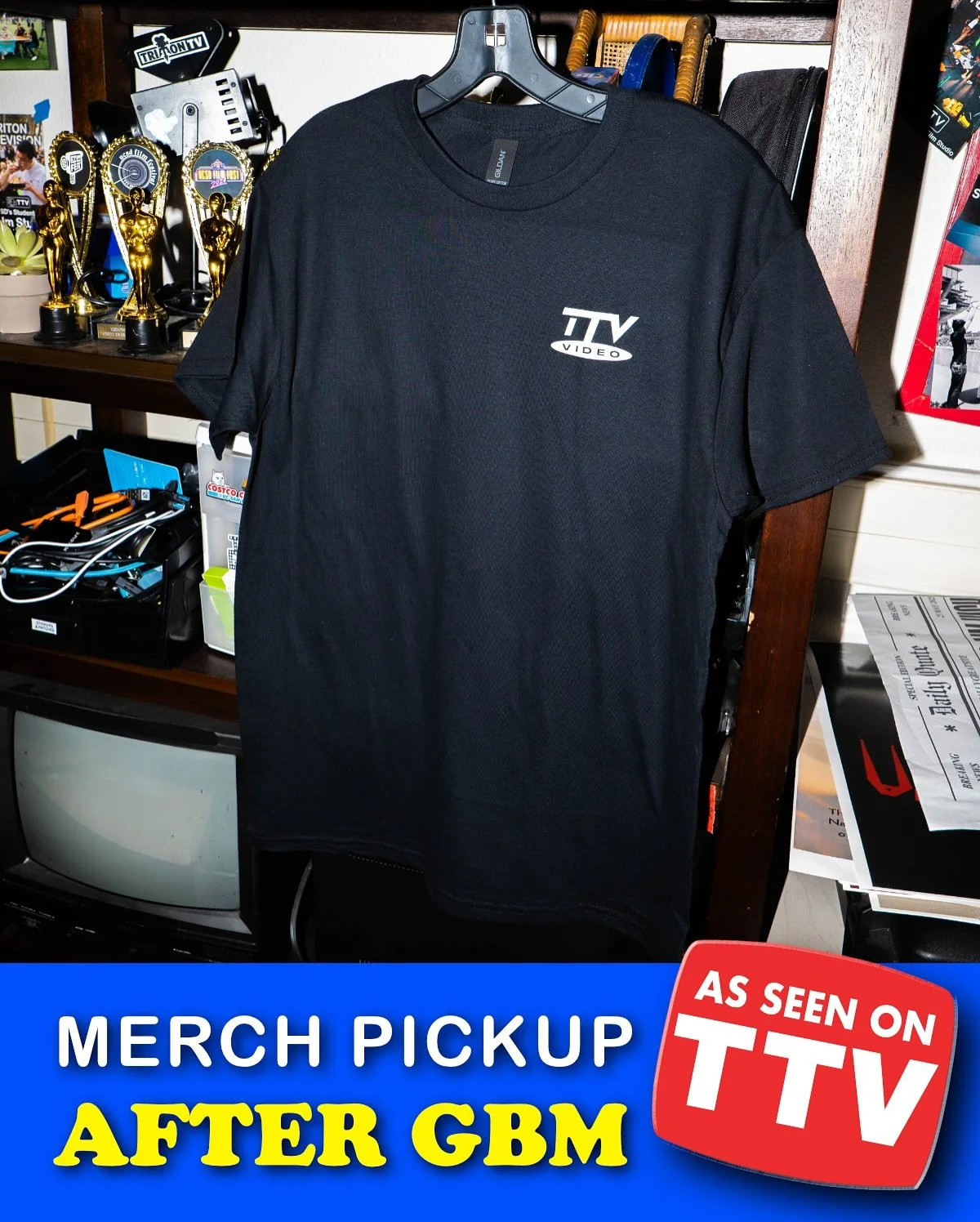 MERCH PICKUP TONIGHT AFTER GBM!! If you submitted photos to the zine and told us your size, we have your free TTV t-shirt in the studio! Pull uppppp‼️