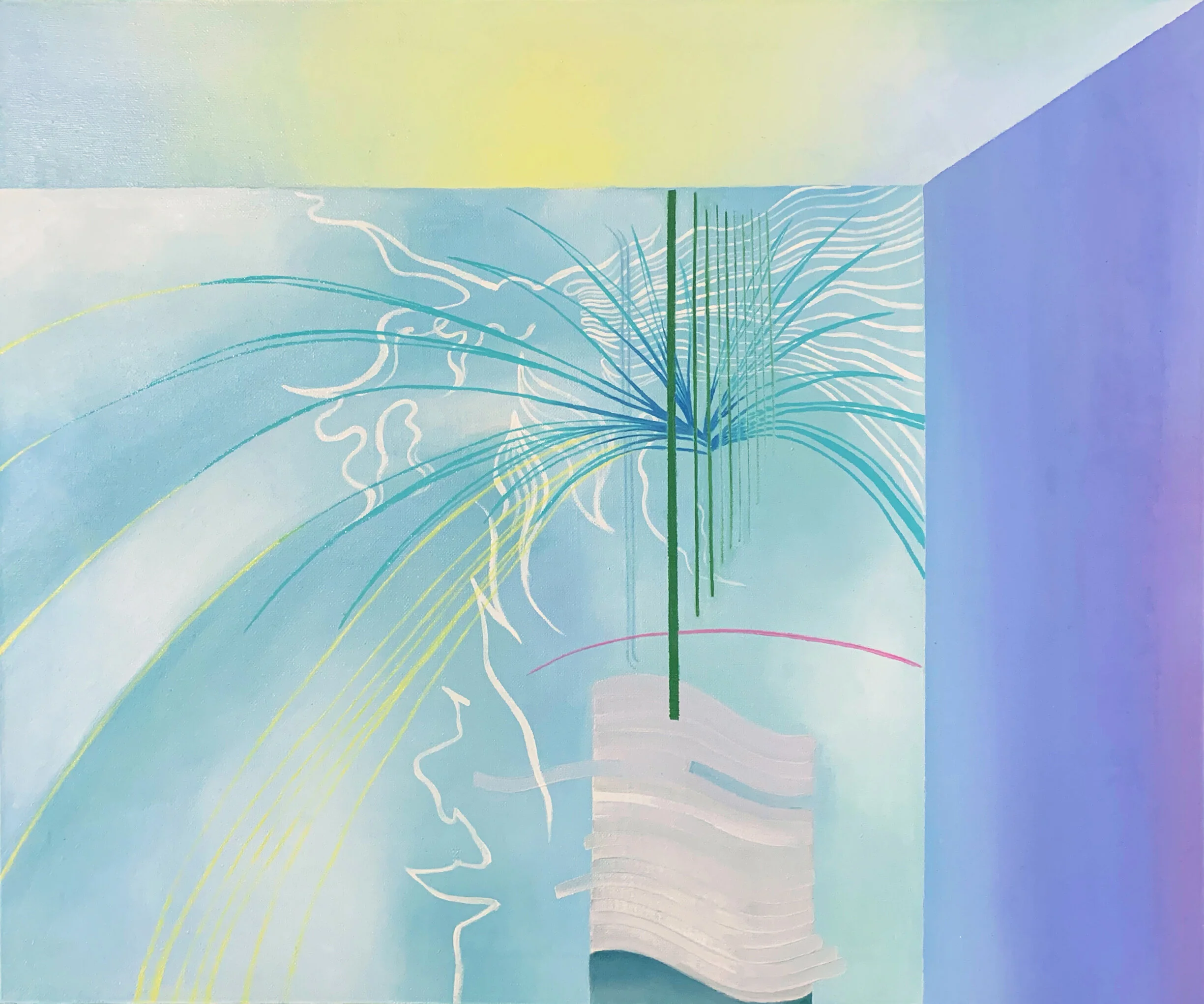 DASY, Experiment NO.3 — I look out of the window at 30 °angle on the balcony, Canvas oil painting, 40 x 50cm, 2021