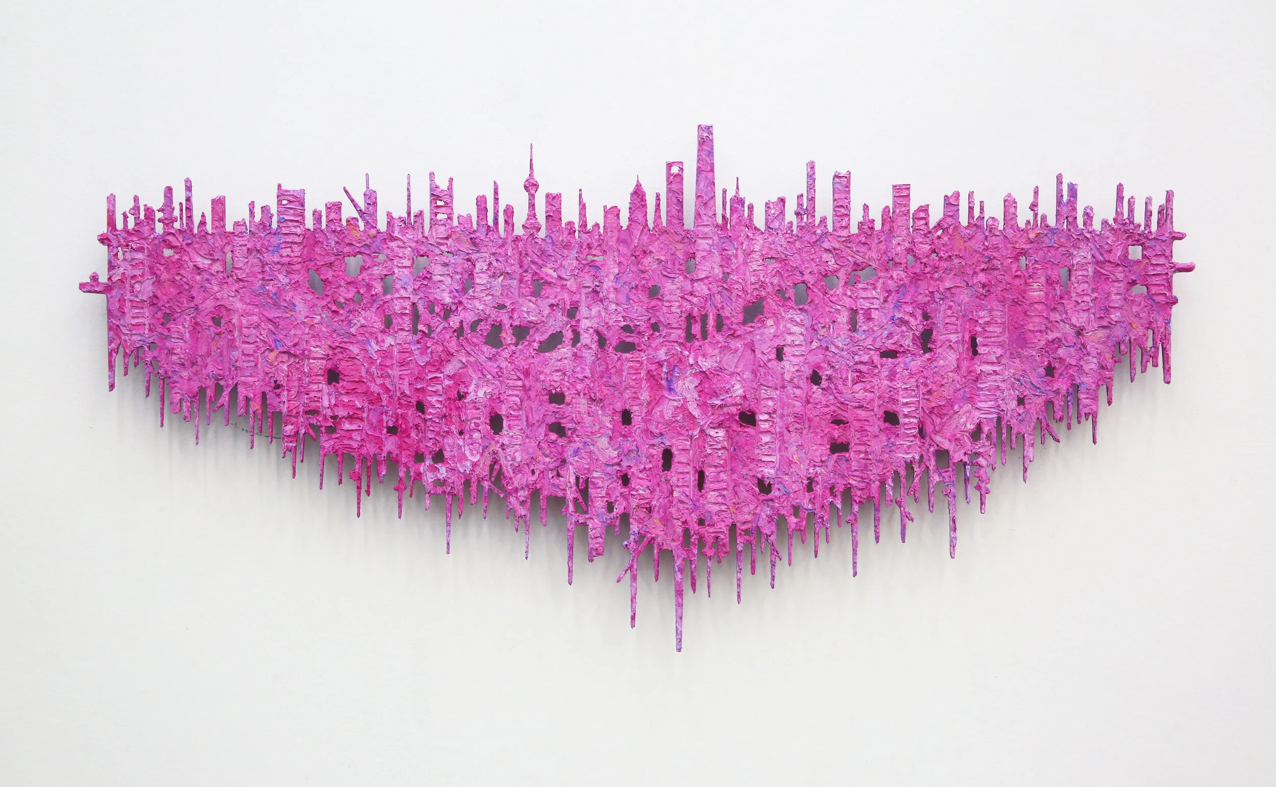 XIAOSHUANG WANG, City reflection No.12, Xiaoshuang Wang, Aluminium sheet mixed media, 58x120cm, 2021