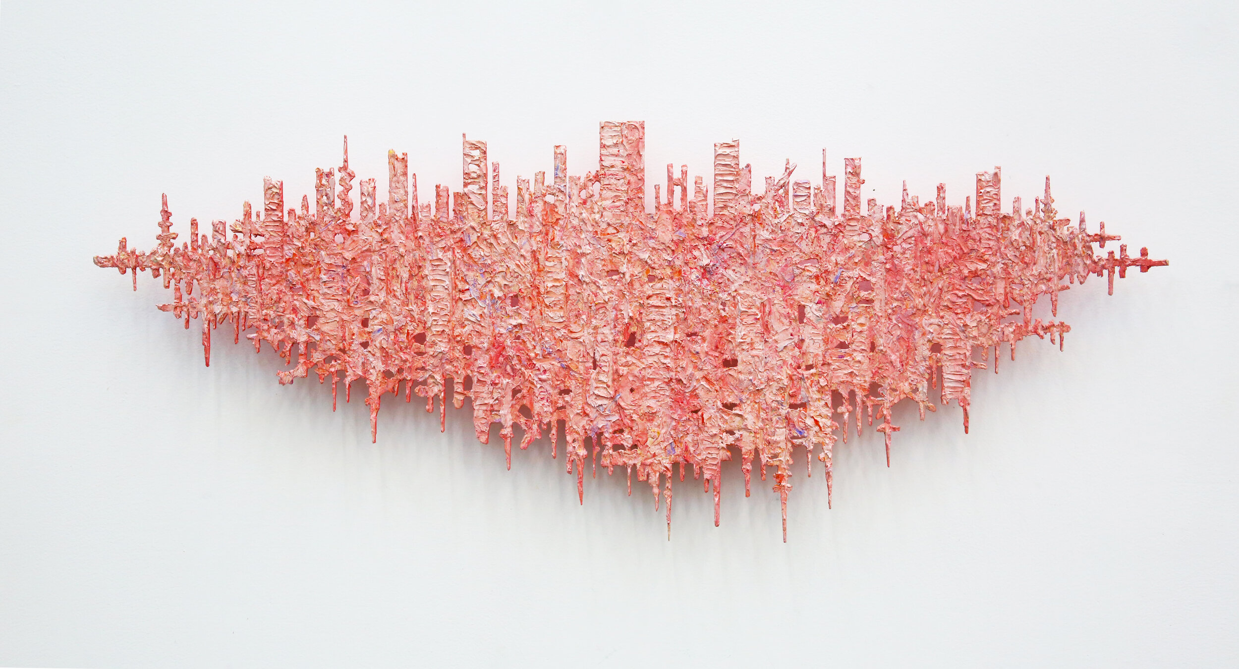 XIAOSHUANG WANG, City reflection No.11, Xiaoshuang Wang, Aluminium sheet mixed media, 40x100cm, 2021