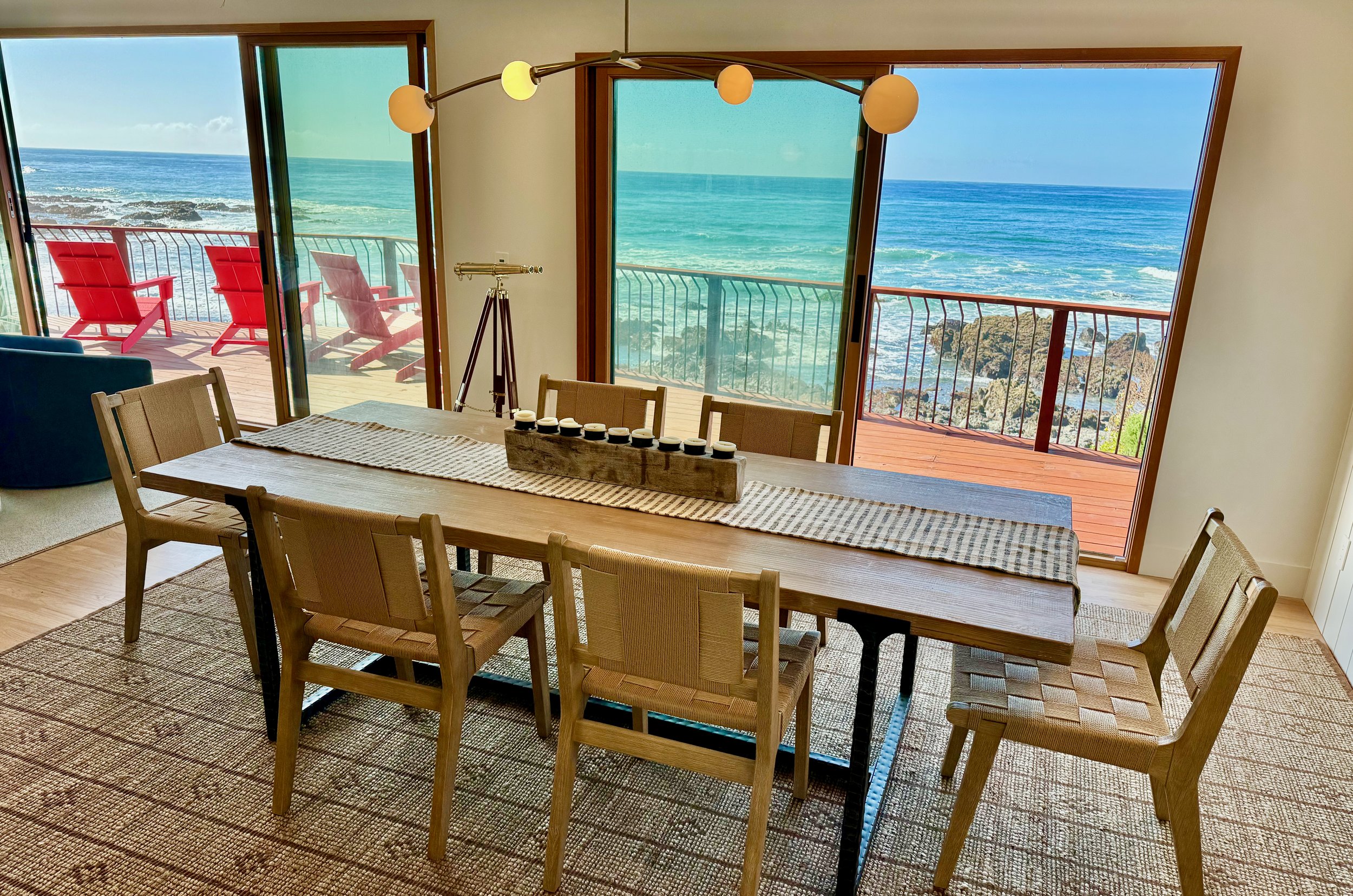 The new dining room with lovely view.