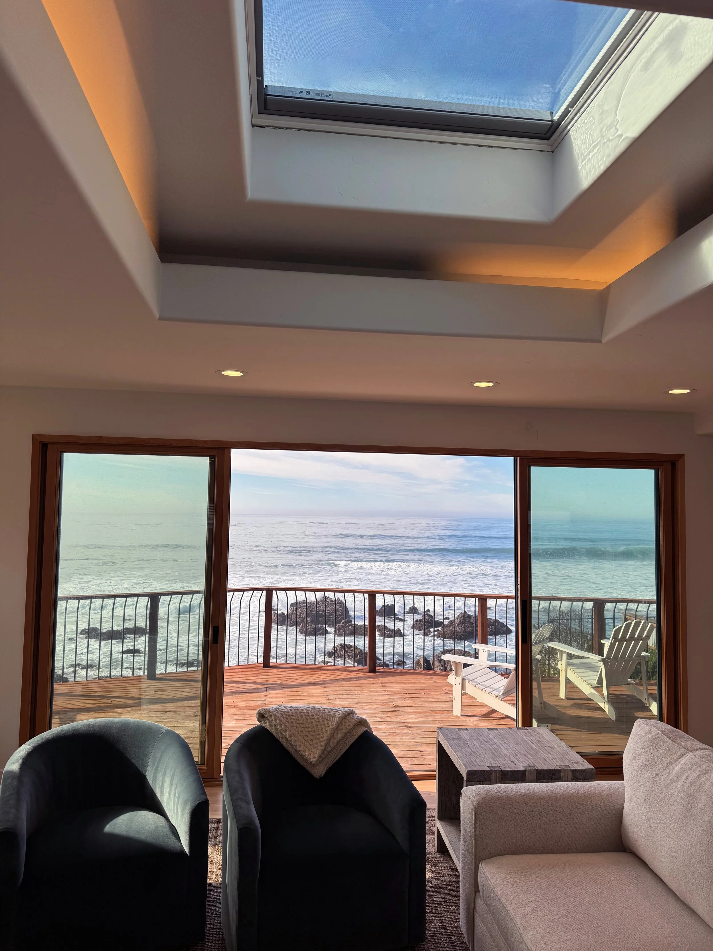 Skylight living room at Oceanfront Cambria.jpeg