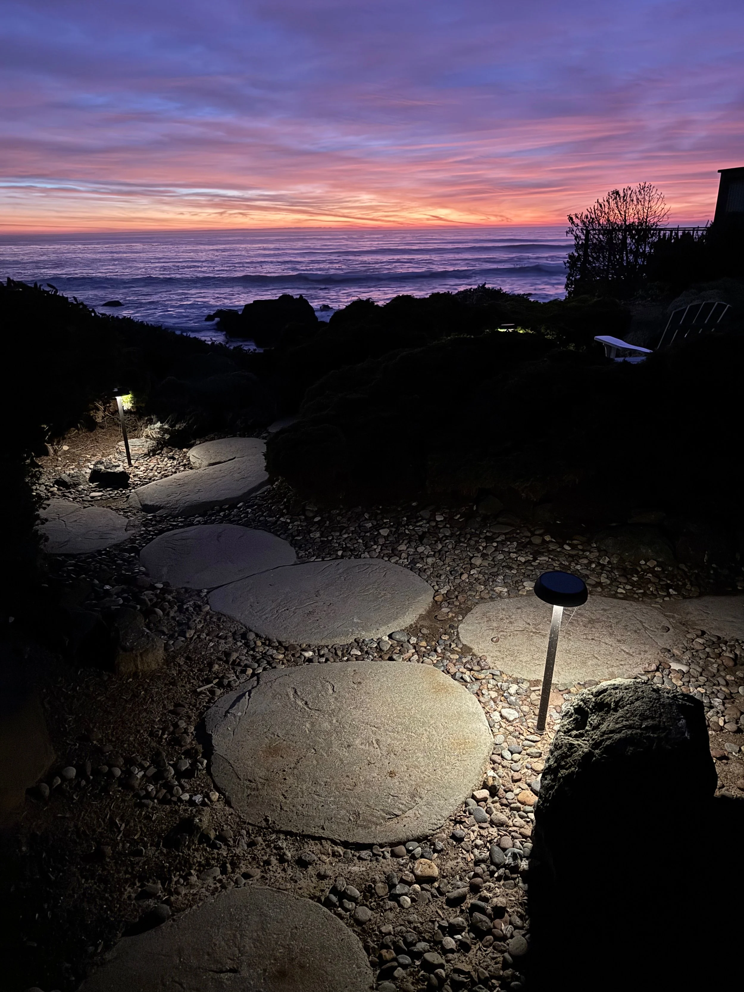 Oceanfron Cambria yard at dusk.jpeg