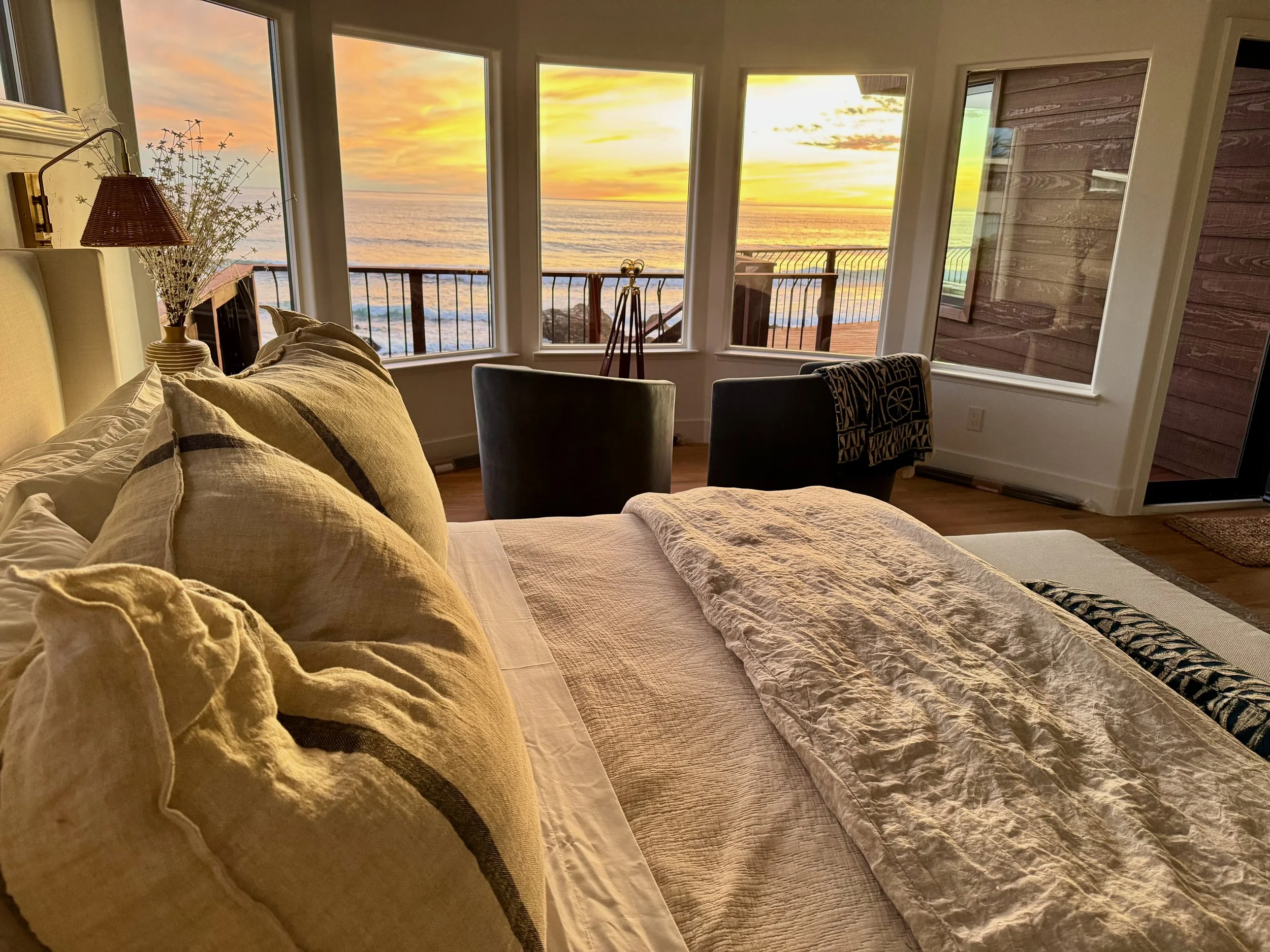 Oceanfront Cmbria Master Bedroom sunset view 4.jpeg