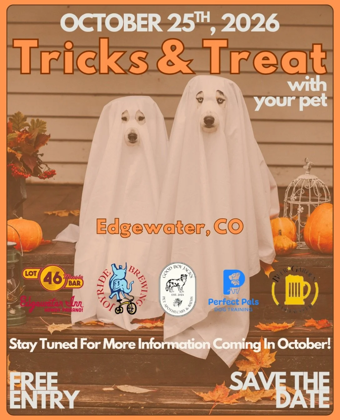 🐾 🎃 Get ready for the 2nd annual Tricks &amp; Treats-Cause, Paws &amp; Claws event! 🎃🐾 

👻 Bring your furry friend for a fun filled day of collecting treats from local Edgewater businesses on 25th Ave., games, costume and tricks contests by @per