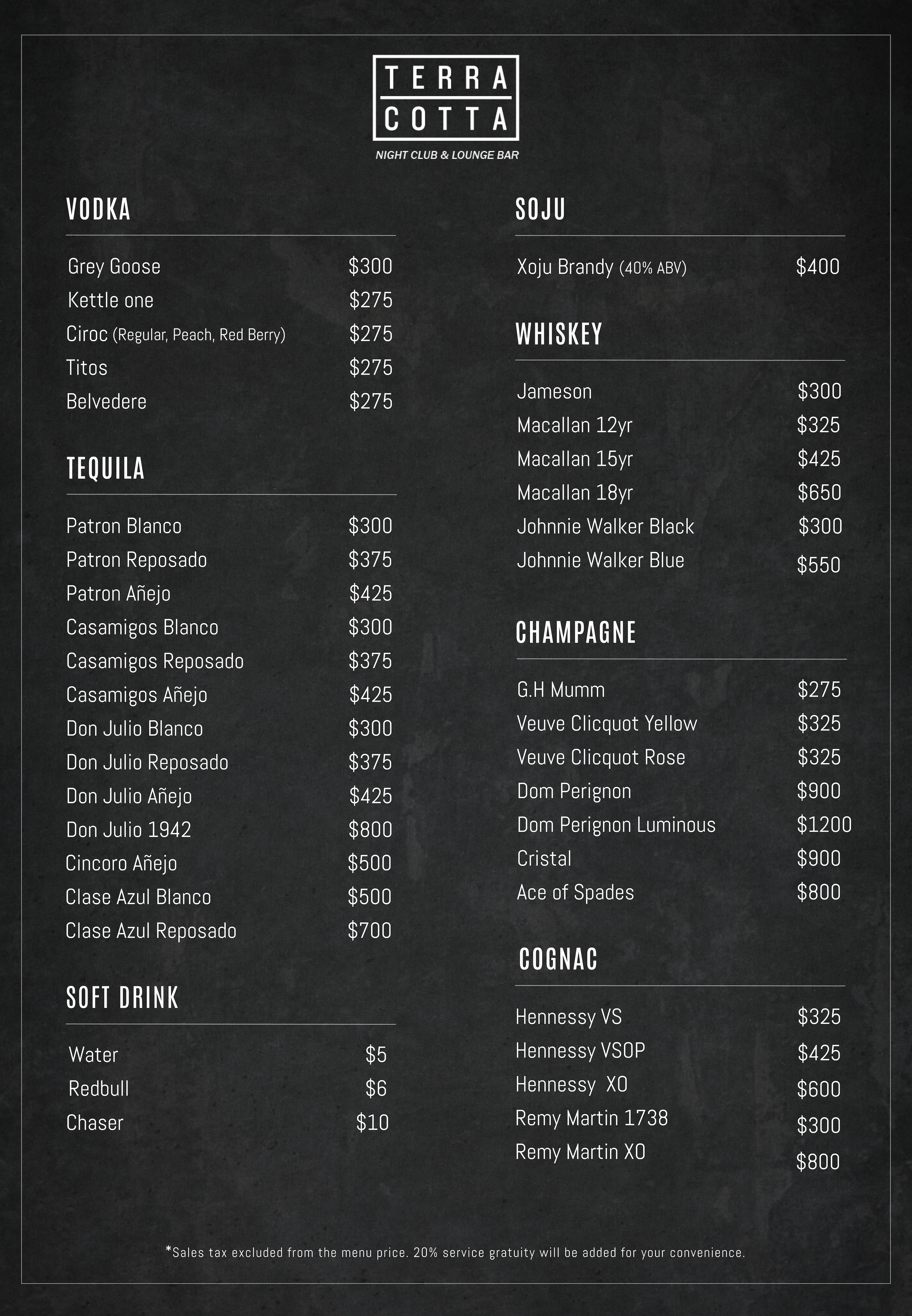 VIP TABLE — TERRACOTTA LA