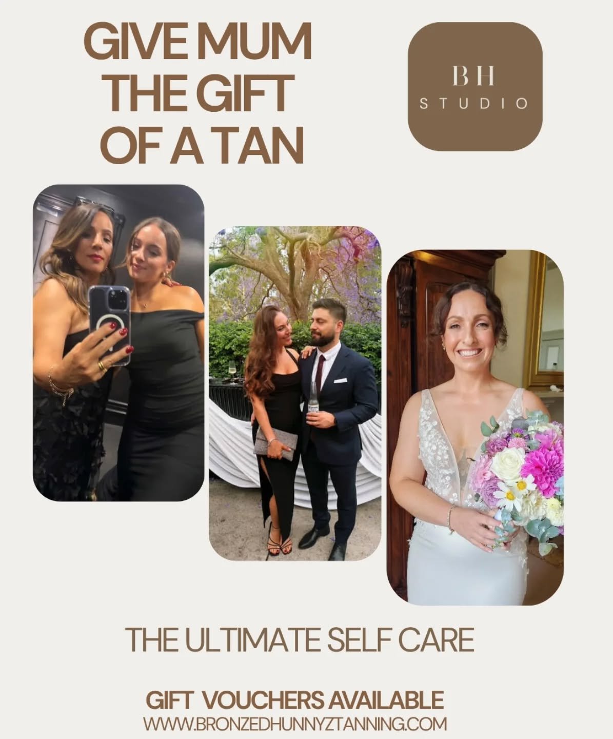 Mums doesn't need more stuff... they need a moment 🤍 

This mothers day ask for something you'll actually feel, a little reset, a little confidence, &amp; moment that's just for you. 

My spray tan gift vouchers are designed for exactly that, a calm