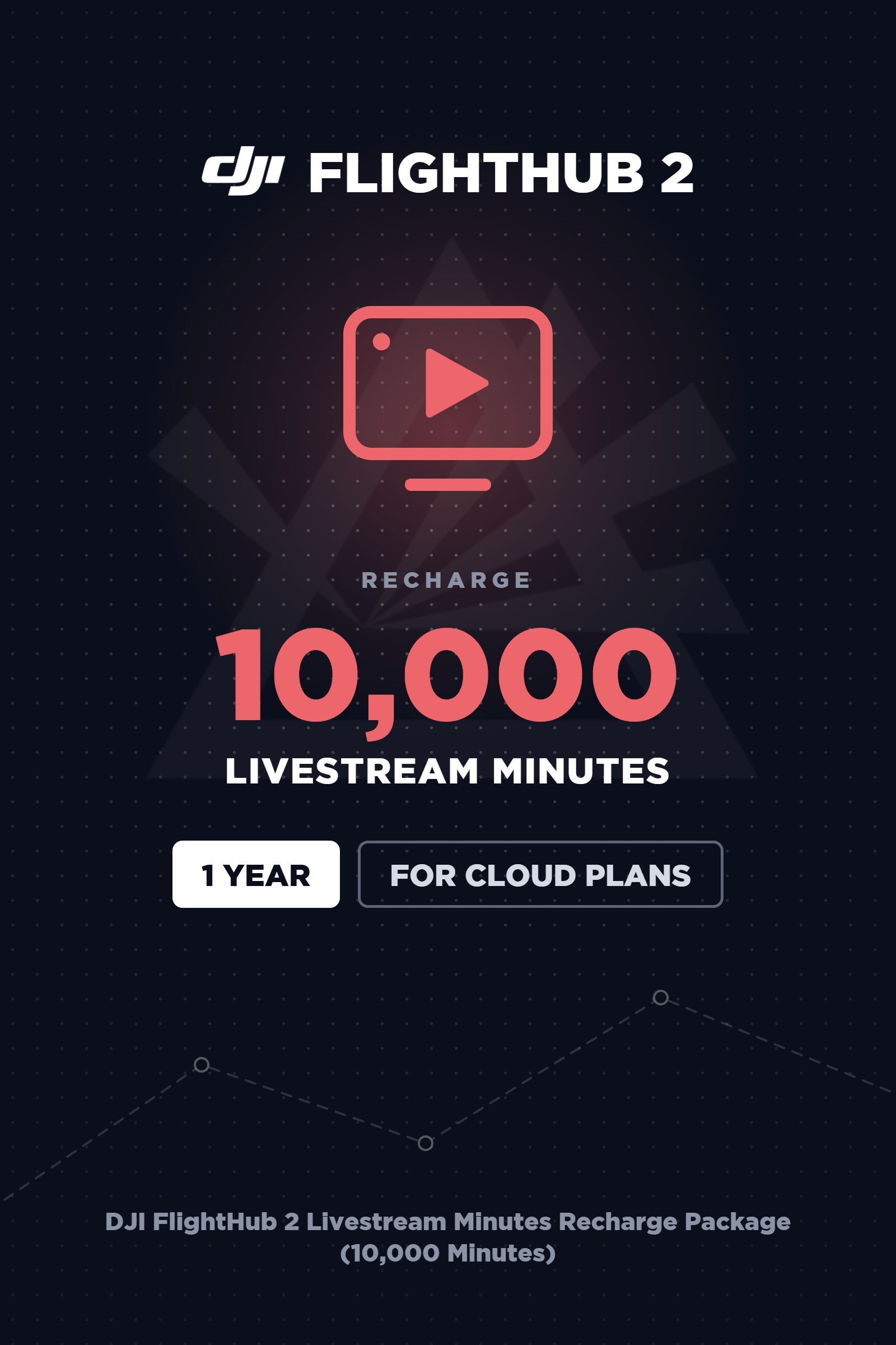 DJI FlightHub 2 livestream minutes recharge, 10,000 minutes valid one year for live drone and dock video streaming