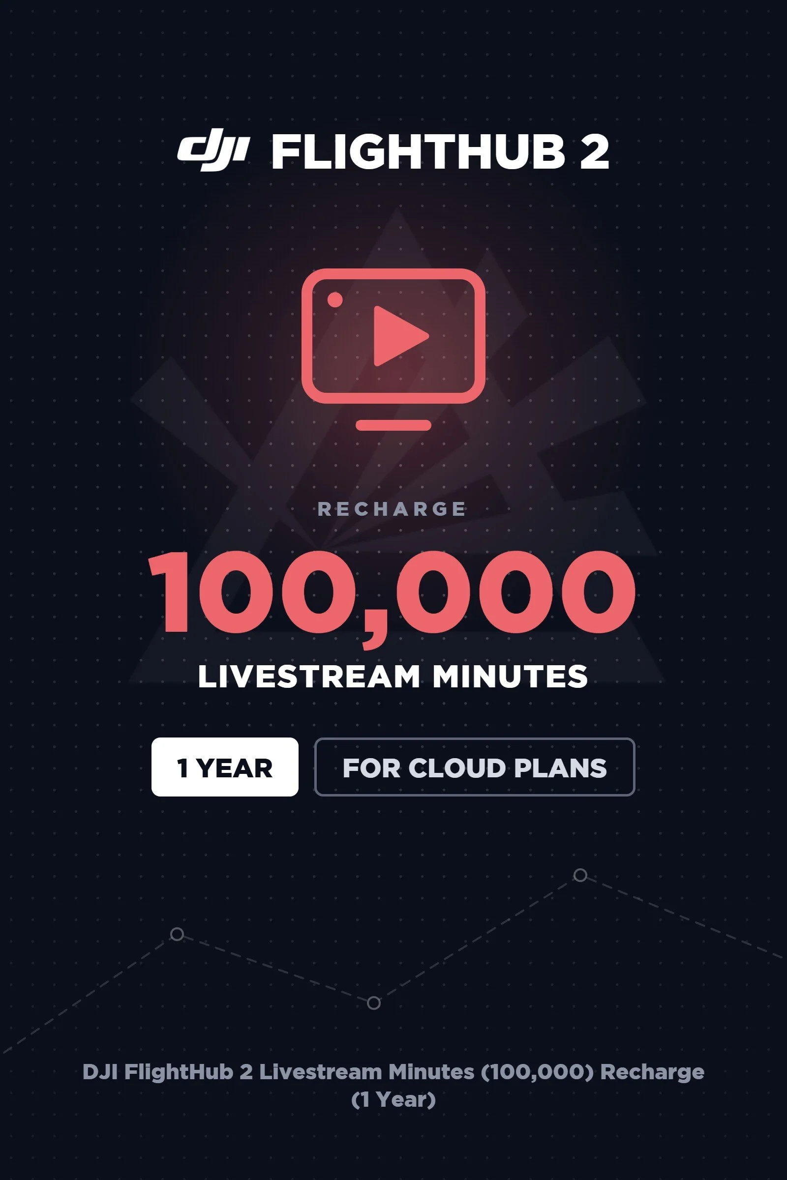 DJI FlightHub 2 livestream minutes recharge, 100,000 minutes valid one year for control rooms streaming dock cameras