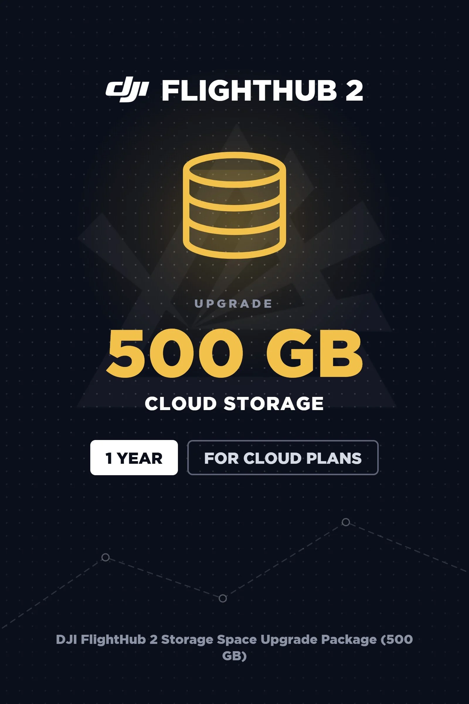 DJI FlightHub 2 storage upgrade, 500 GB of cloud storage valid one year for drone mission media and maps