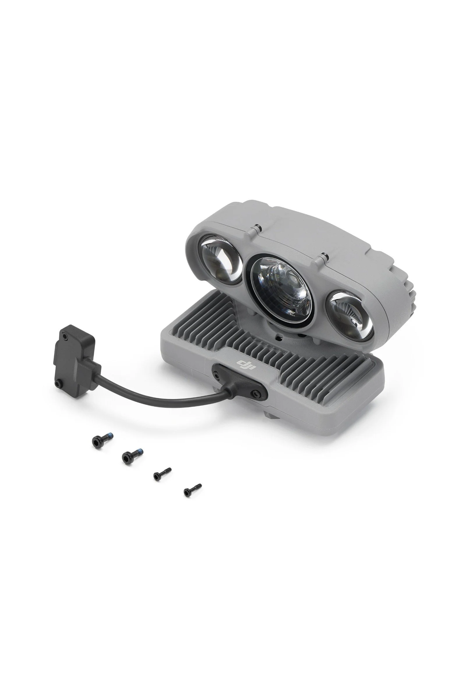 DJI AL2D drone spotlight on its tilting gimbal base with heatsink fins, for dock-based night inspection