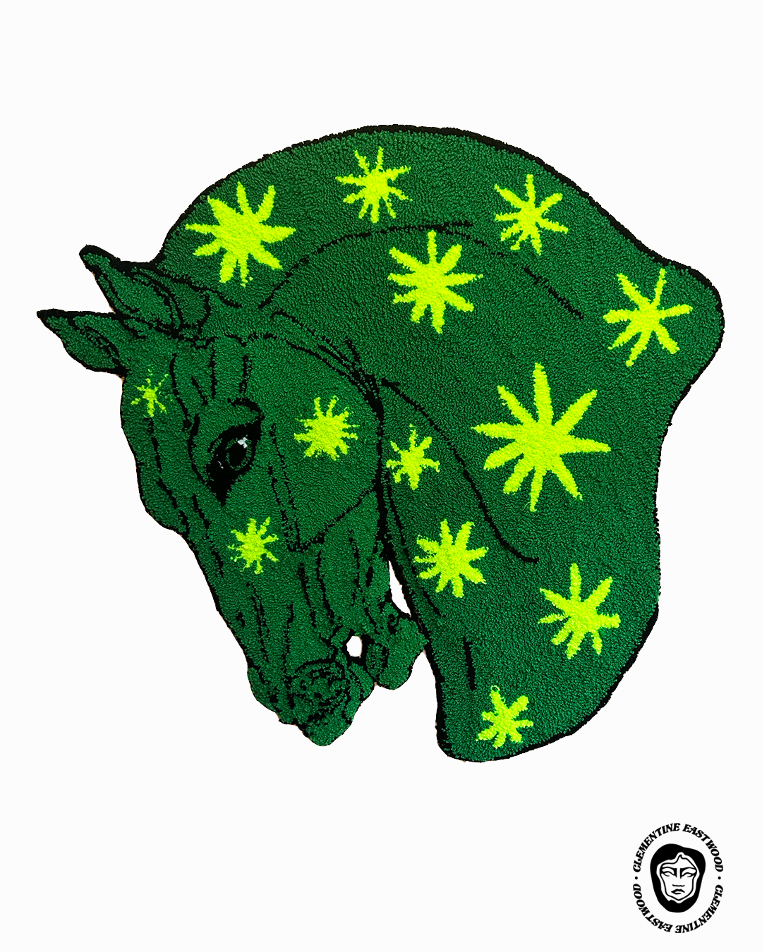 "Green horse head with stars" SOLD