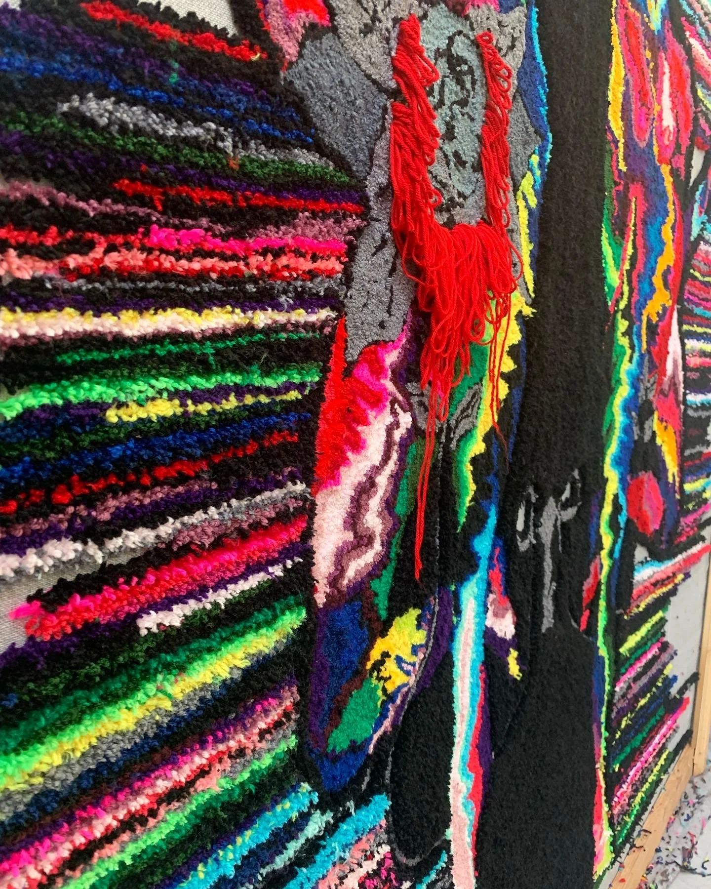 INVOcell; First lesbian couple to both carry the same baby
Acrylic yarn 
loop and cut pile 
Around 2m x 2m
This piece is designed by Clementine Eastwood