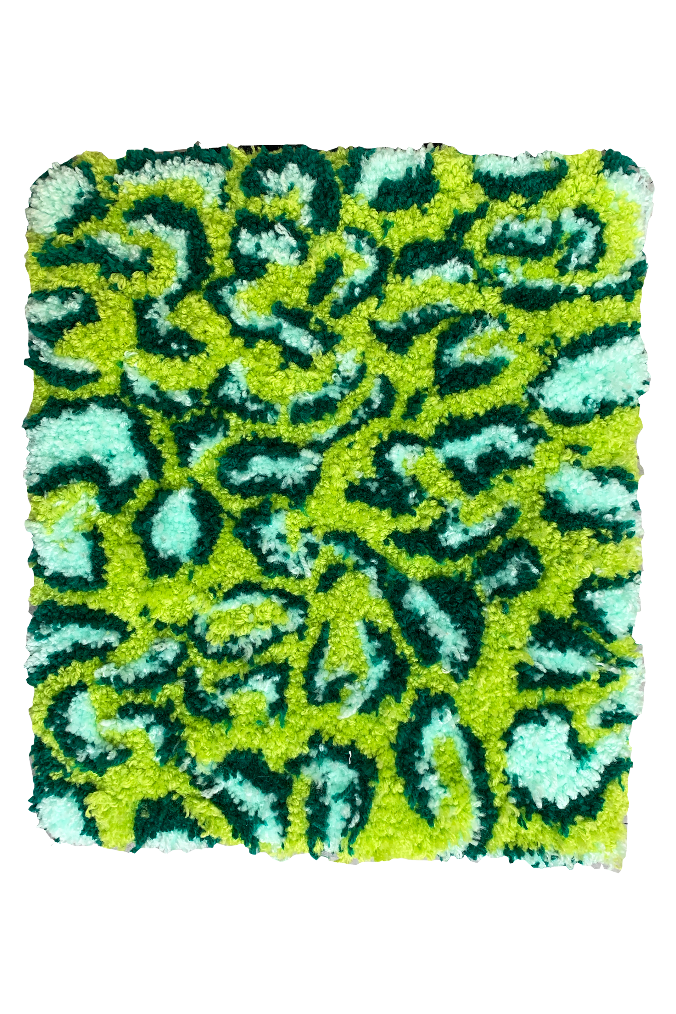 "Leopard Print" acrylic yarn cut pile 30 cm x 35 cm. This rug is designed by Clementine Eastwood