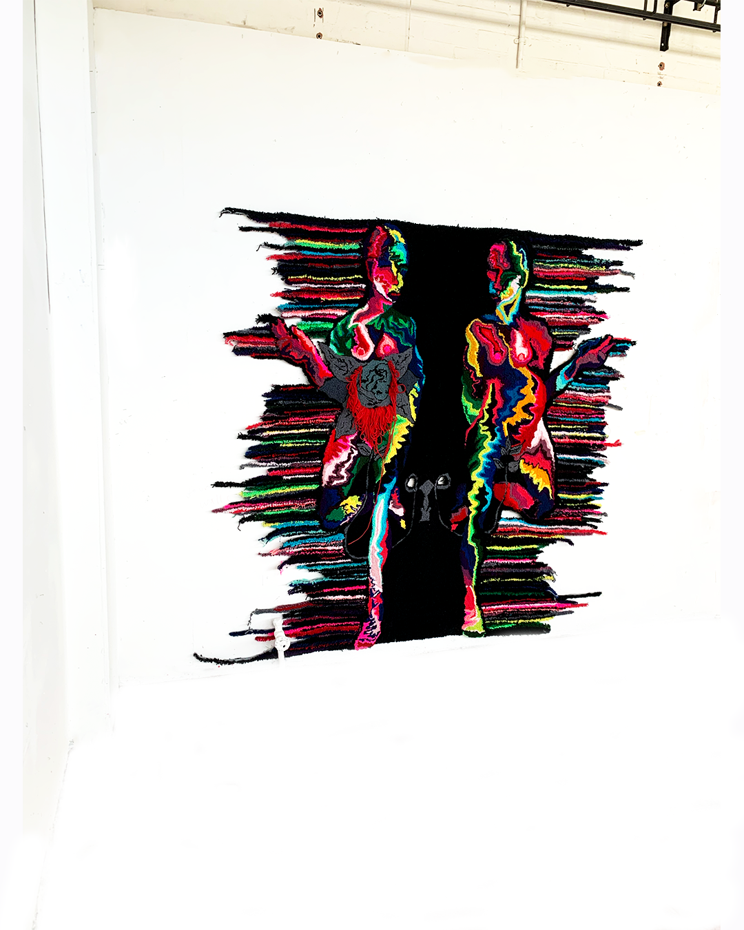 INVOcell; First lesbian couple to both carry the same baby
Acrylic yarn 
loop and cut pile 
Around 2m x 2m
This piece is designed by Clementine Eastwood