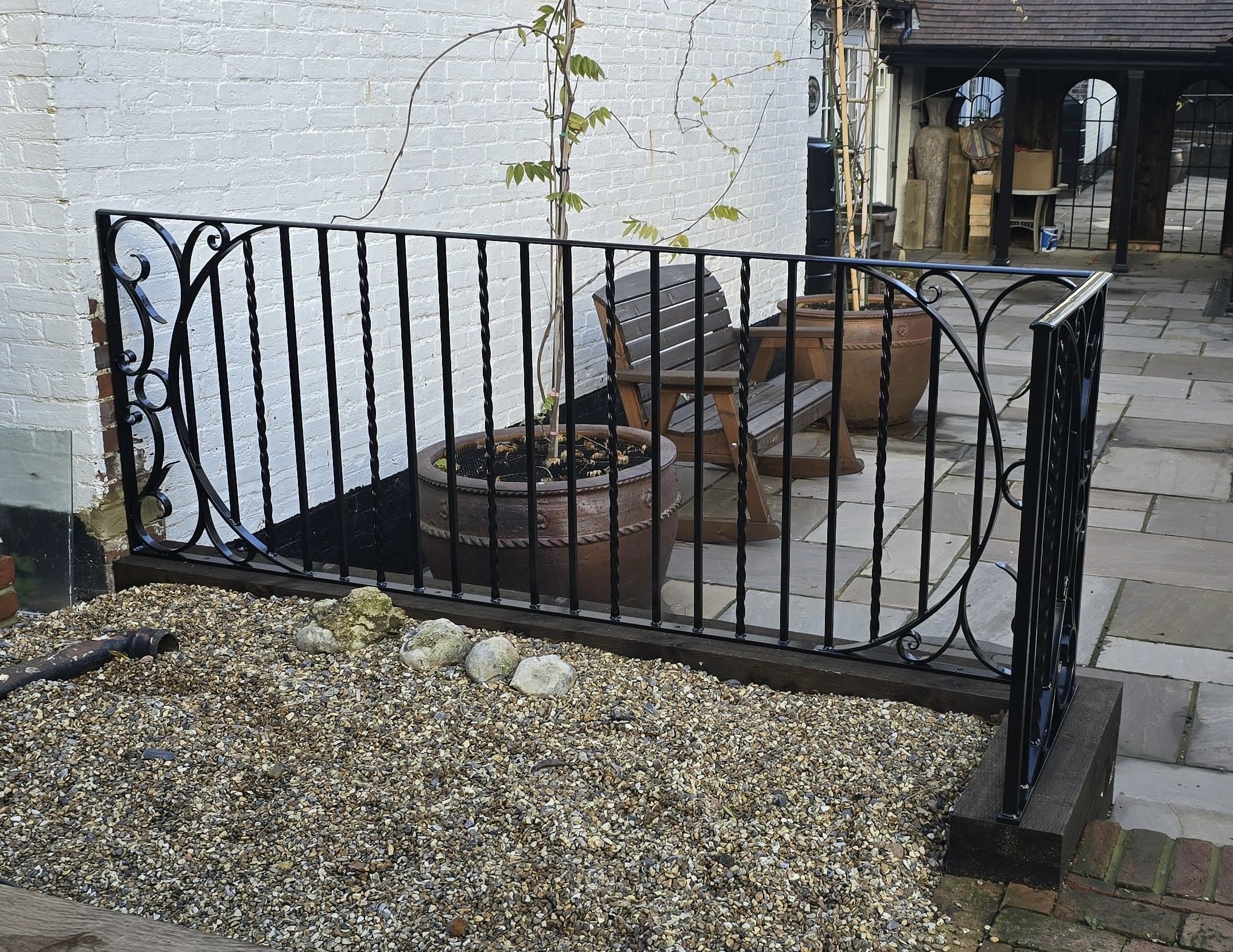 Twisted Bar and Scroll Garden Railing