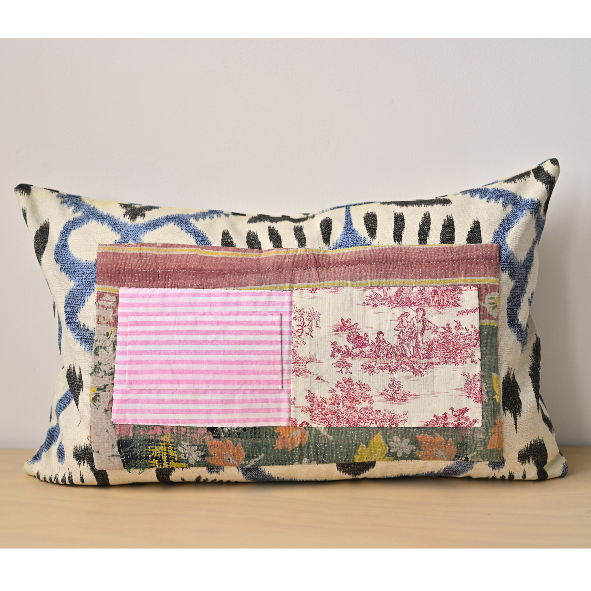 Pink on Batik Cushion by VICKY PYLORIDES