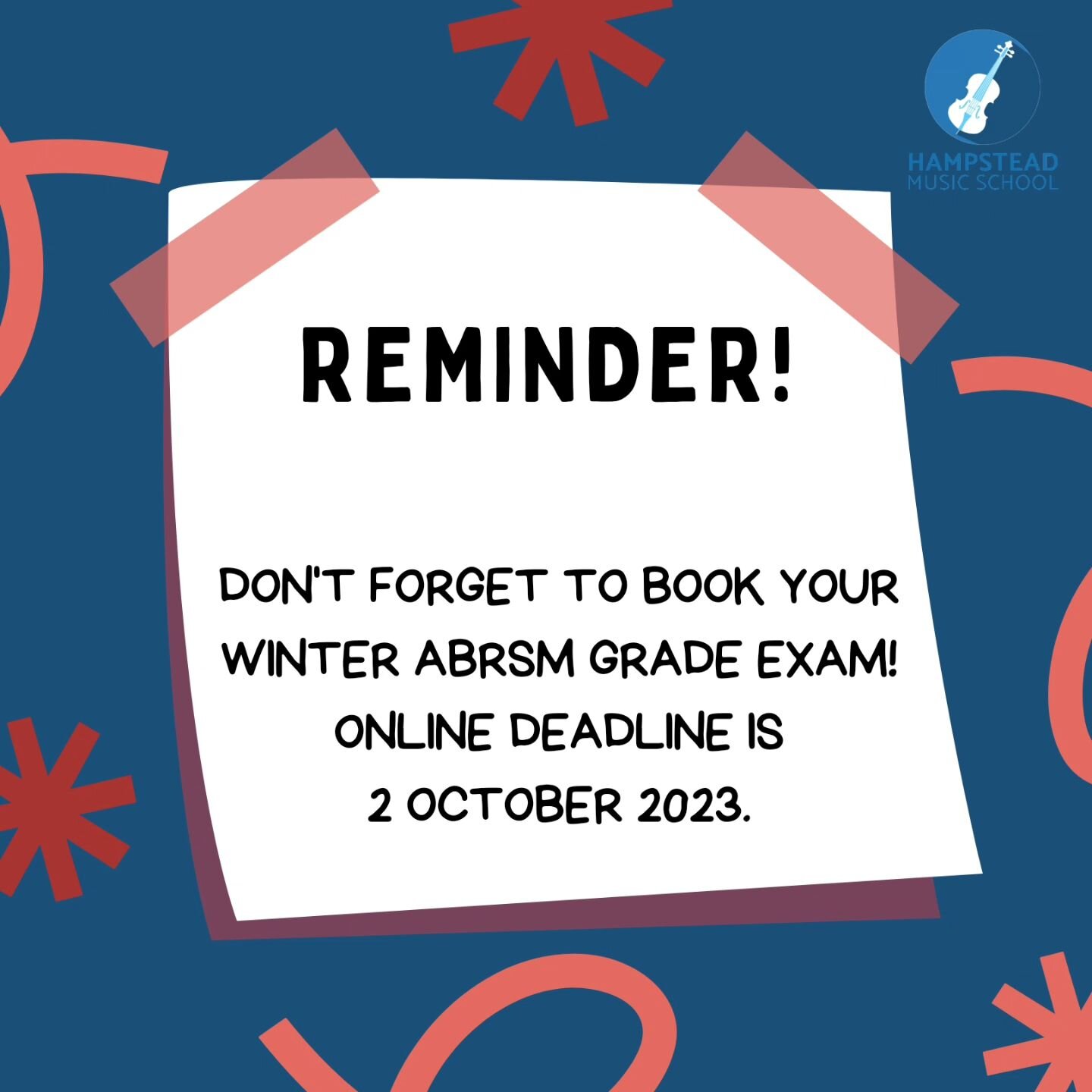 Don't forget to book your ABRSM practical exam. Online application deadline is the 2nd October. More info at abrsm.org. Good luck! 🤞🎵🎼

#abrsm #abrsmexam
#musicexam #hampstead