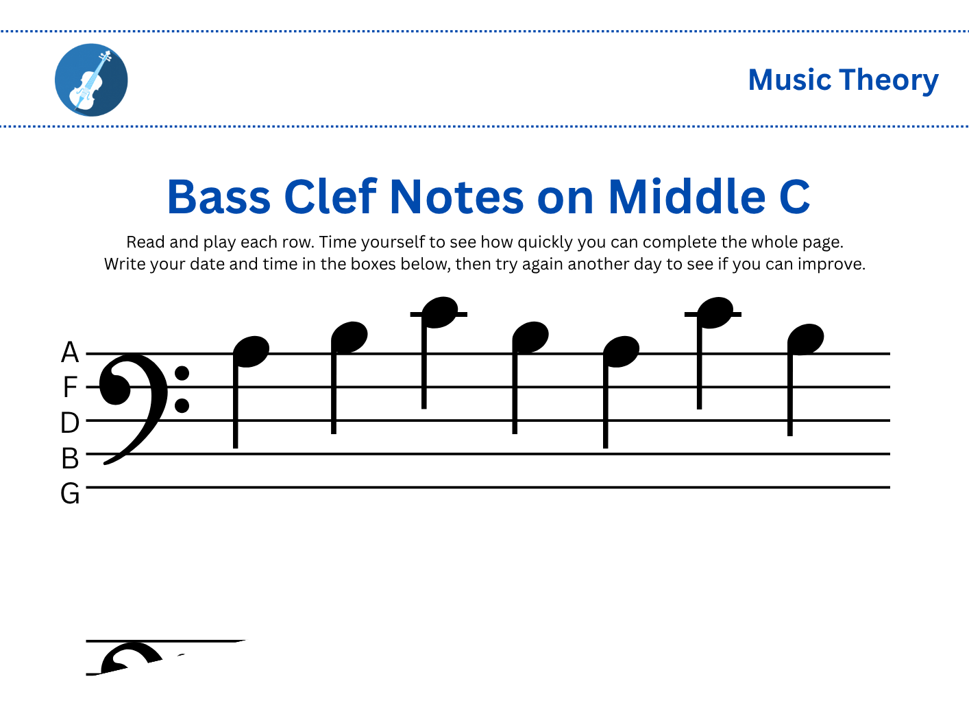 Bass Clef Notes on Middle C