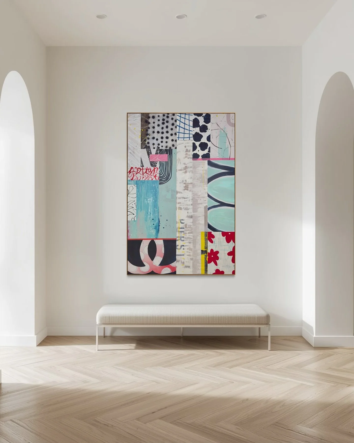 Replay
48x72 inches
.
.
.
.
.
#contemporaryart #contemporaryabstractpainting #abstractpainting #abstractcollage #mixedmedia 
#modernluxury #modernhomedecor #luxuryinterior #luxlife 
#femaleartists #emergingartists #sarahfinucane #sarahfinucaneart 
#i